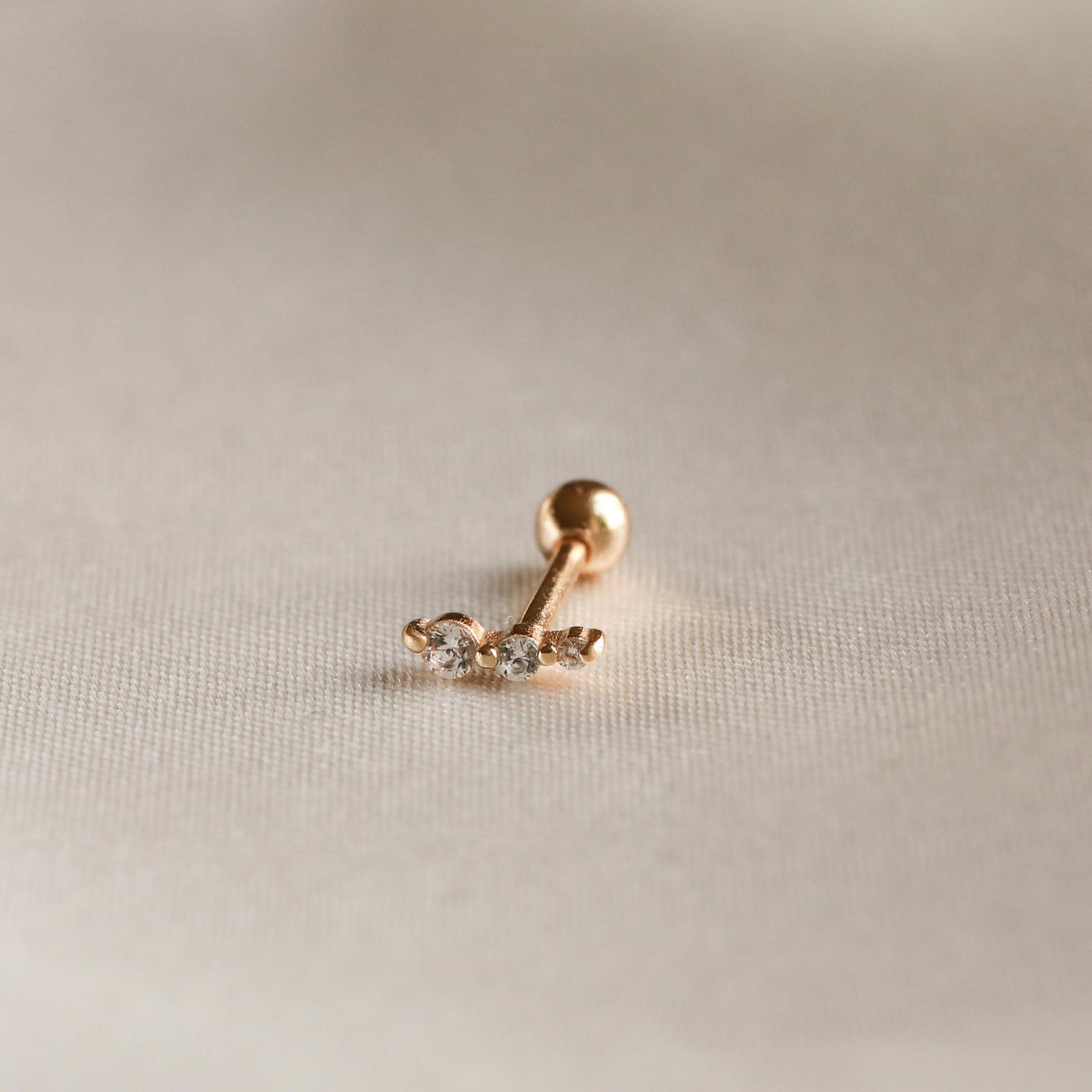 18k Gold Plated Jewellery - Glimmer Crystal Barbell in Gold - Barbell Earring - Astrid & Miyu