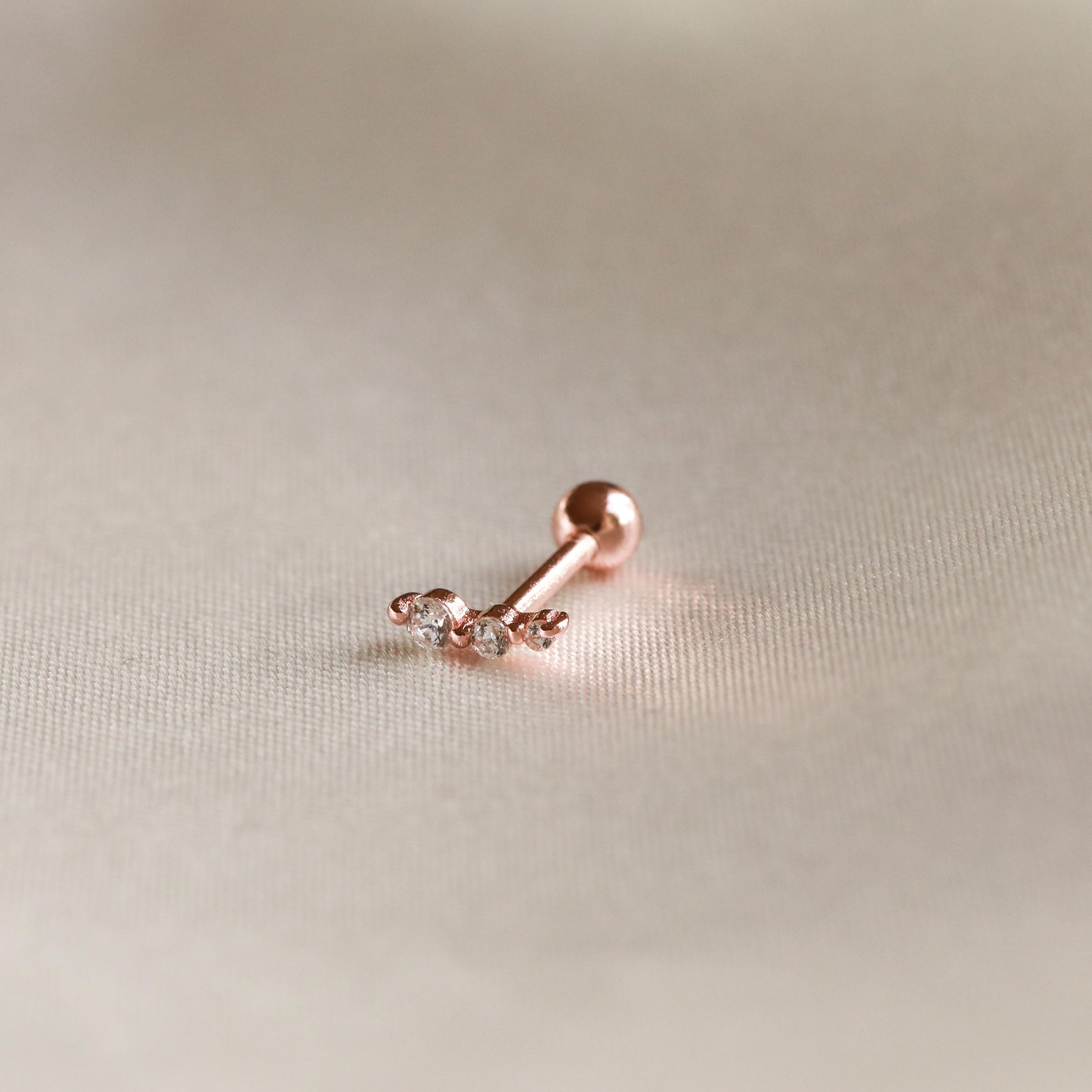 18k Rose Gold Plated Jewellery - Glimmer Crystal Barbell in Rose Gold - Barbell Earring - Astrid & Miyu