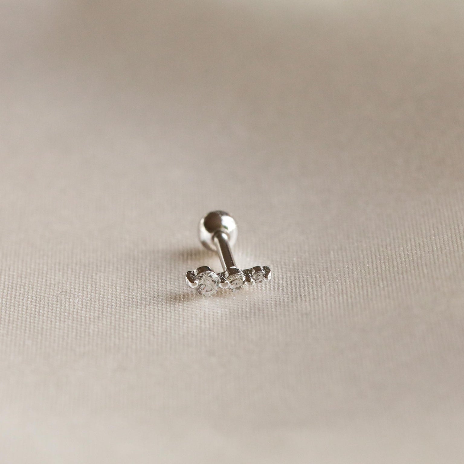 Conch Piercing Jewellery - Glimmer Crystal Barbell in Silver - Barbell Earring - Astrid & Miyu