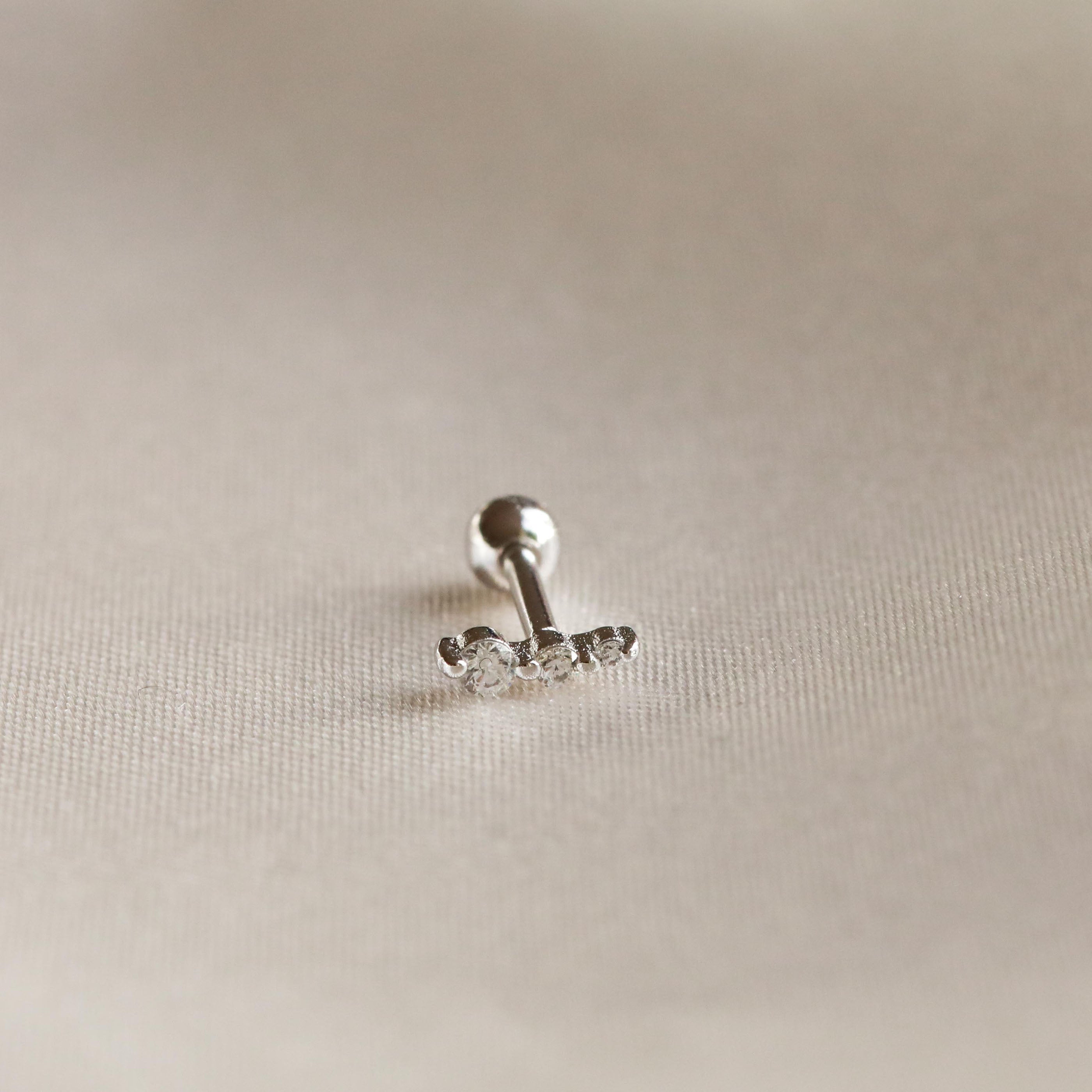 Conch Piercing Jewellery - Glimmer Crystal Barbell in Silver - Barbell Earring - Astrid & Miyu