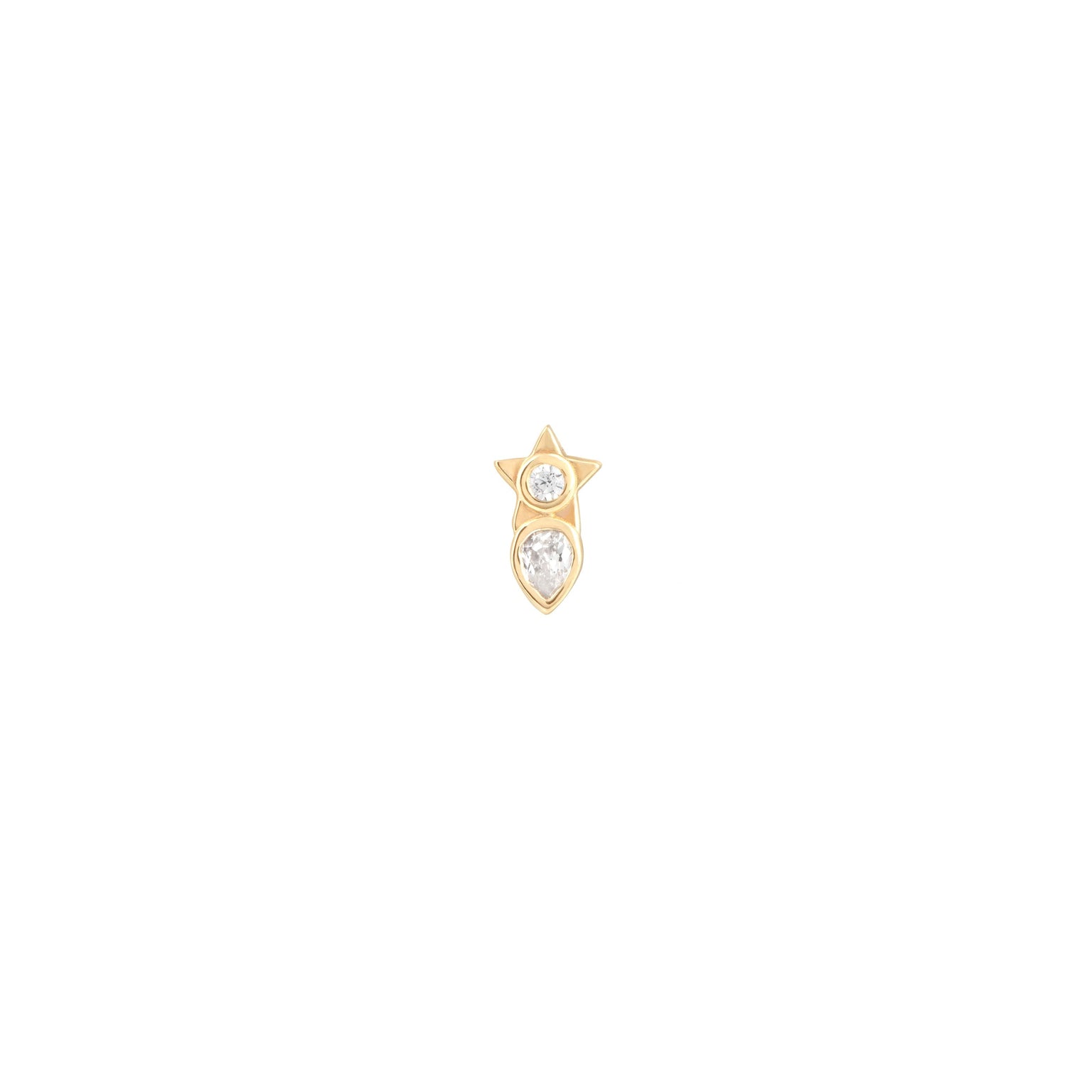 Conch Piercing Jewellery - Solid Gold Crystal Star Piercing Stud - Piercing Stud - Astrid & Miyu