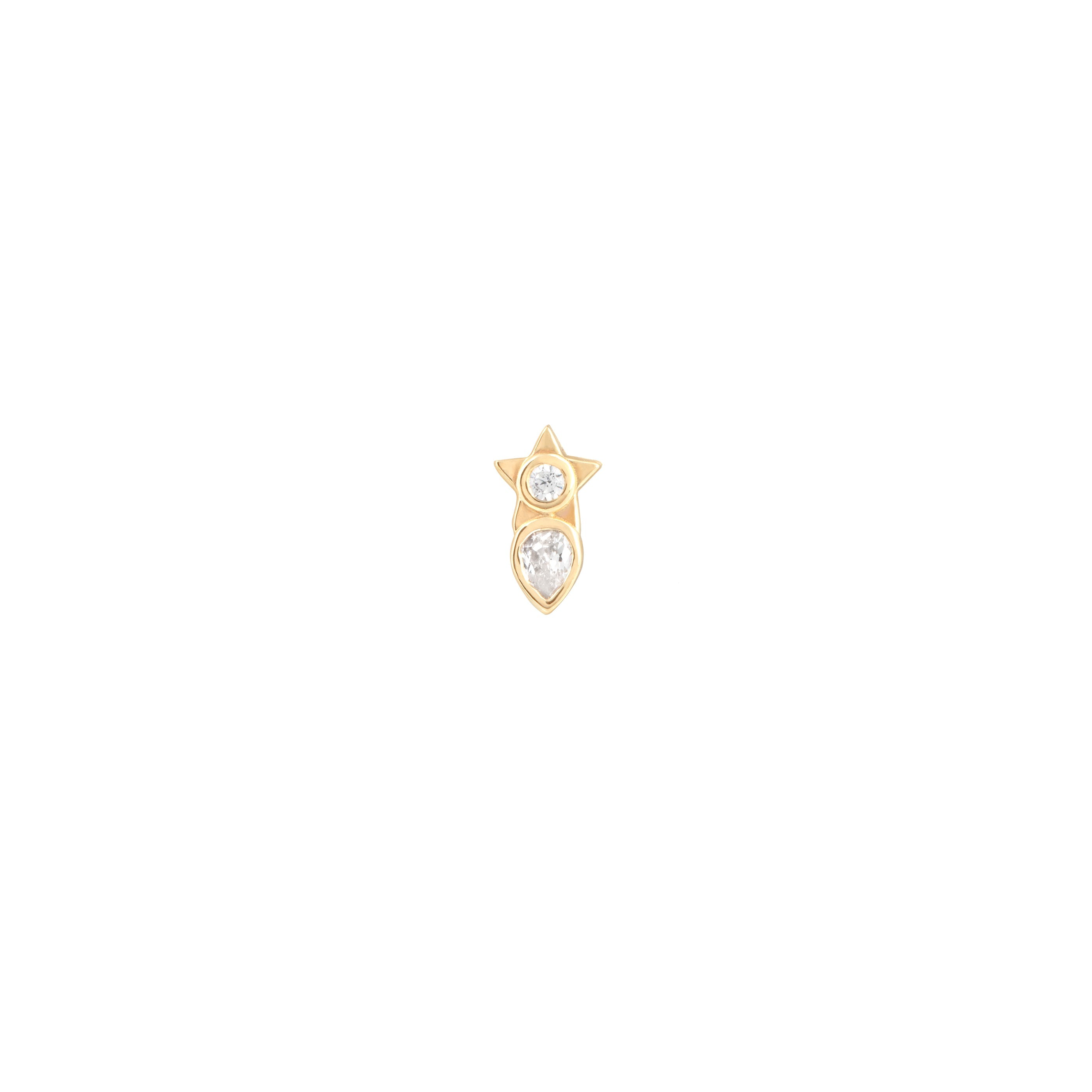 Conch Piercing Jewellery - Solid Gold Crystal Star Piercing Stud - Piercing Stud - Astrid & Miyu