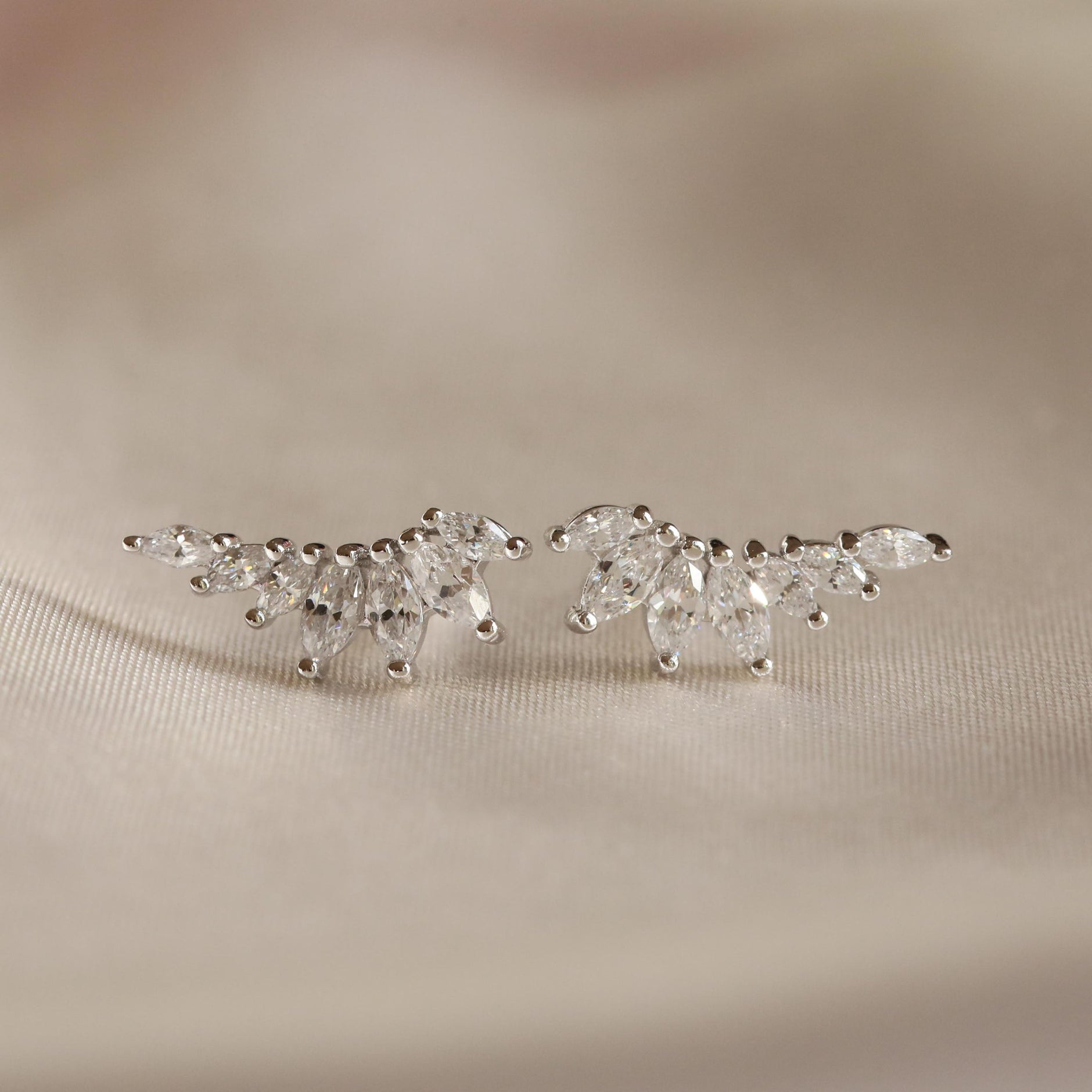 Core Collection SS23 - Glimmer Navette Stud Earrings in Silver - Stud Earrings - Astrid & Miyu