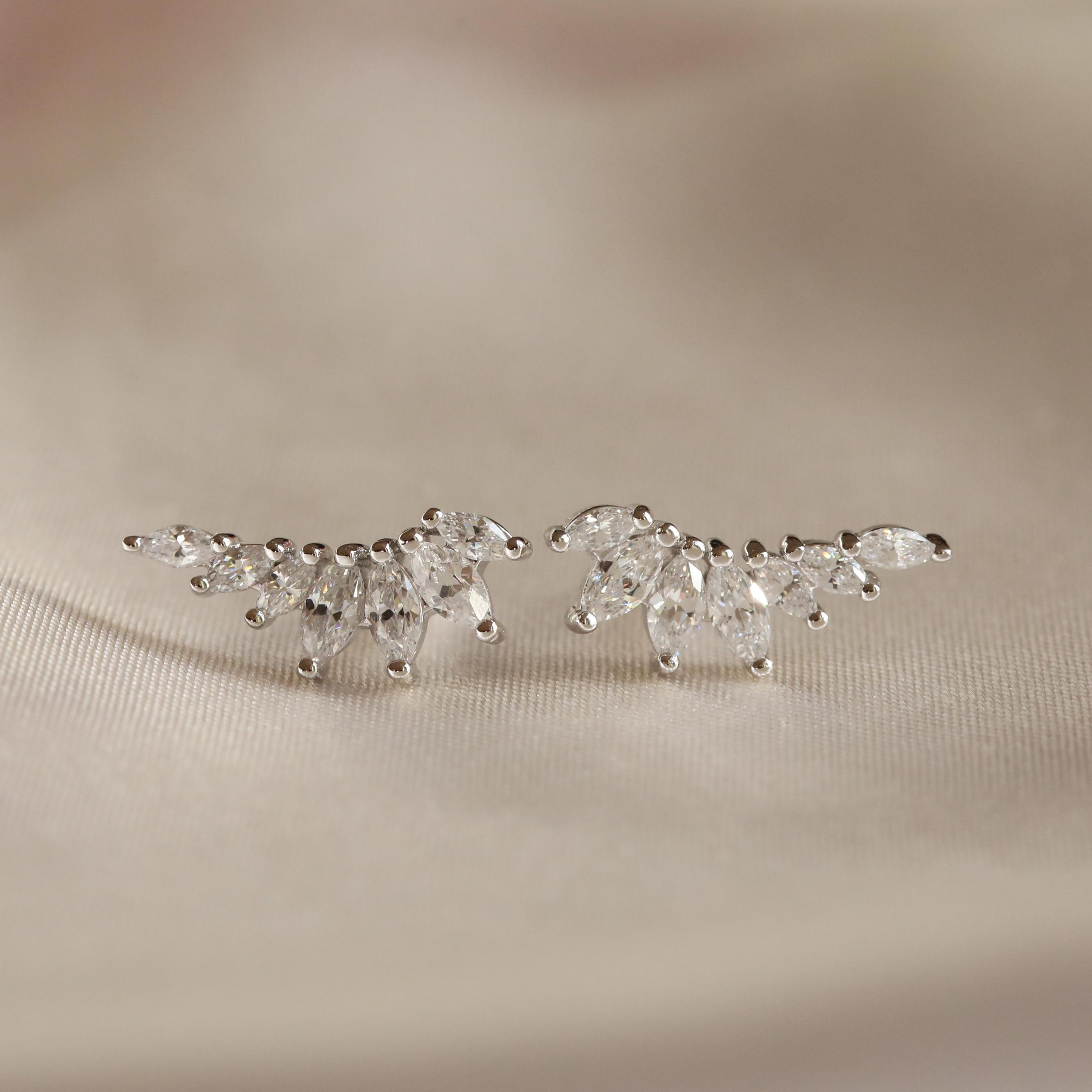 Core Collection SS23 - Glimmer Navette Stud Earrings in Silver - Stud Earrings - Astrid & Miyu