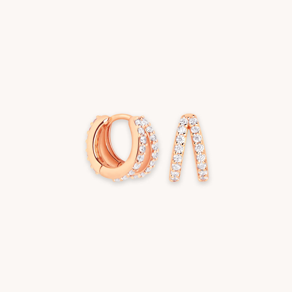 Illusion Crystal Huggies in Rose Gold