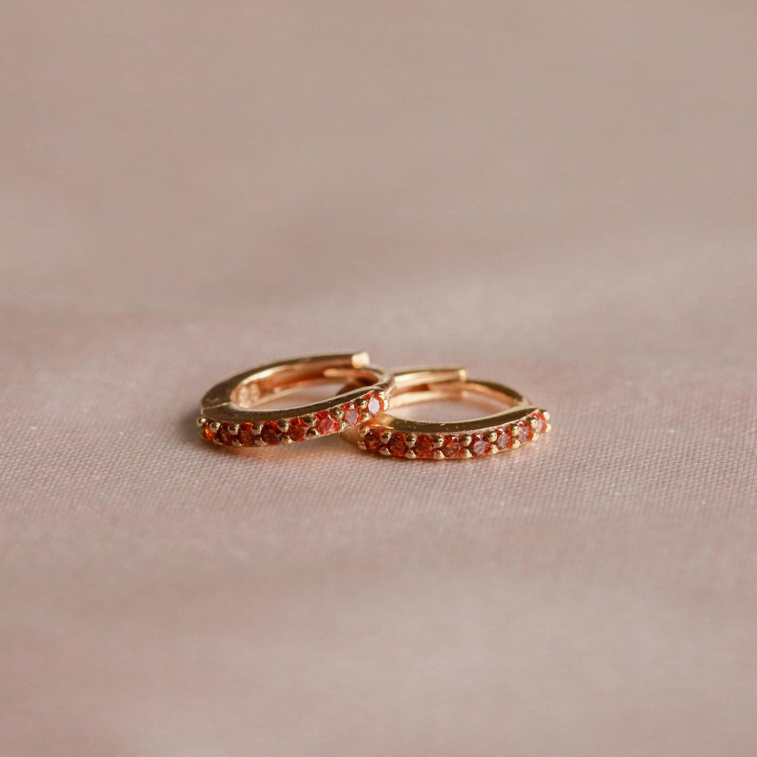 18k Gold Plated Jewellery - January Birthstone Huggies in Gold with Garnet CZ - Huggies - Astrid & Miyu