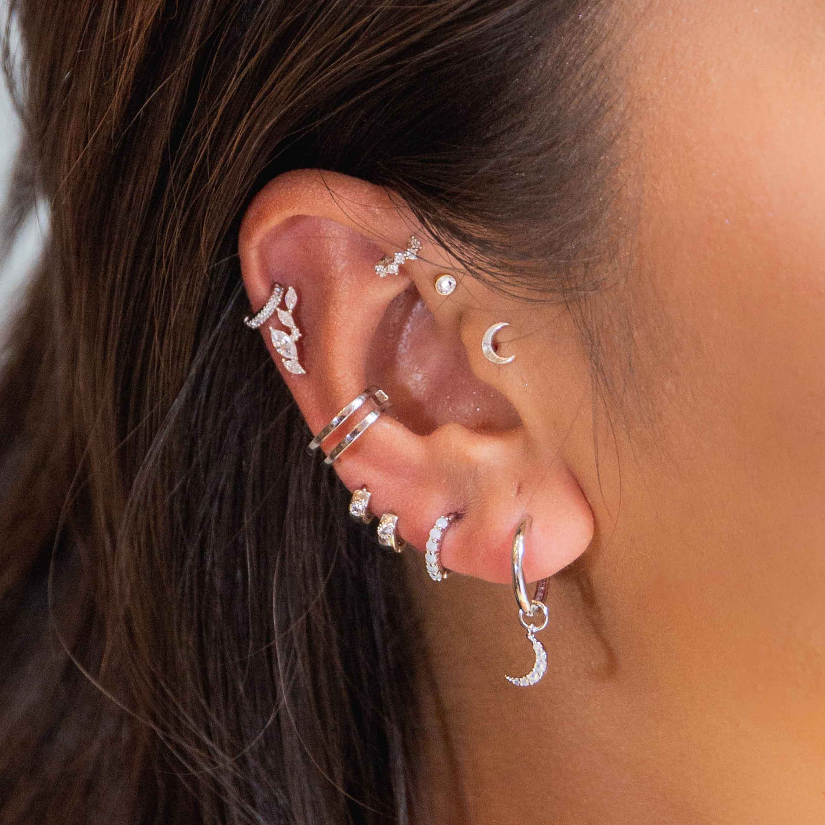 Jewelled Clicker in Silver worn in helix