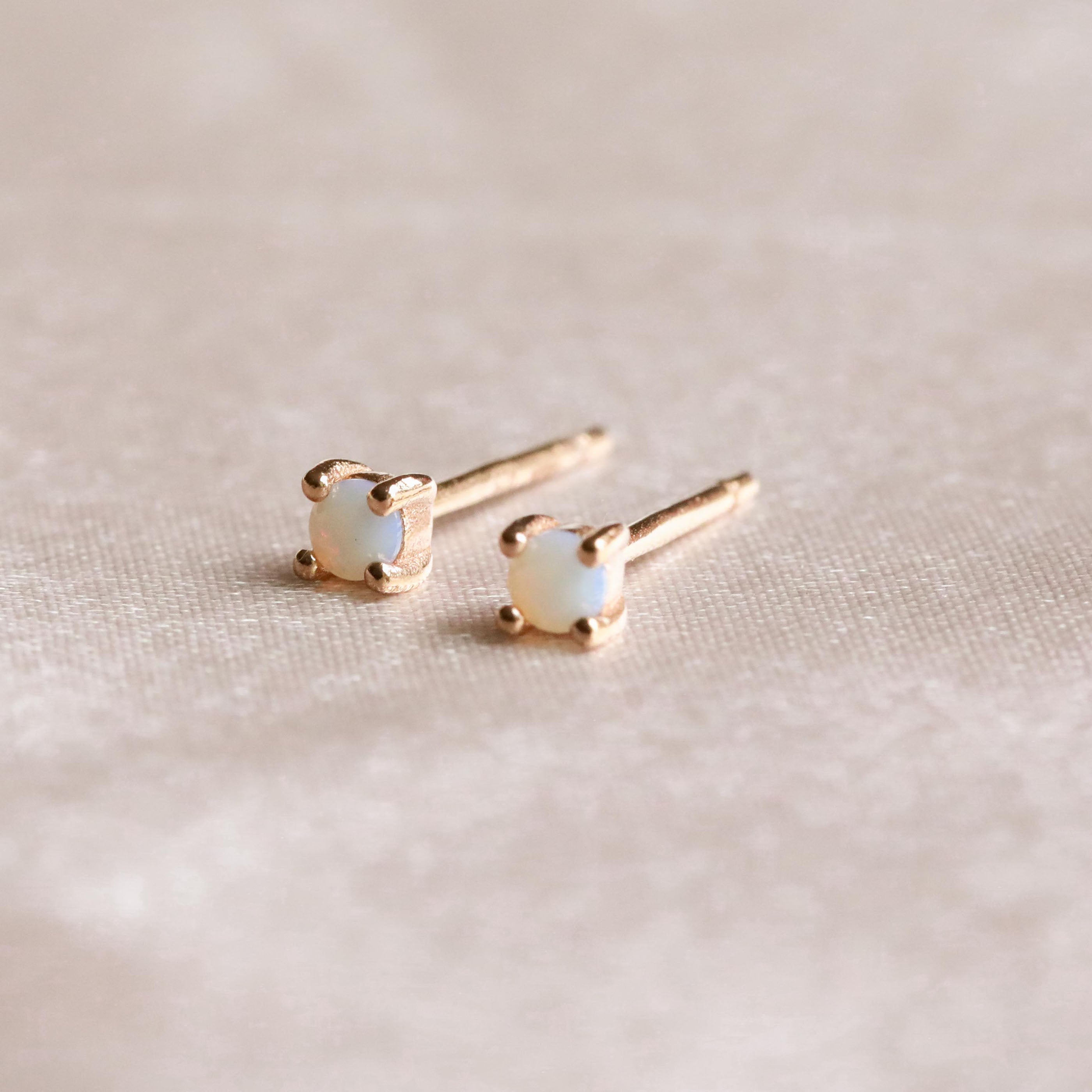 18k Gold Plated Jewellery - June Birthstone Stud Earrings in Gold with Moonstone CZ - Stud Earrings - Astrid & Miyu