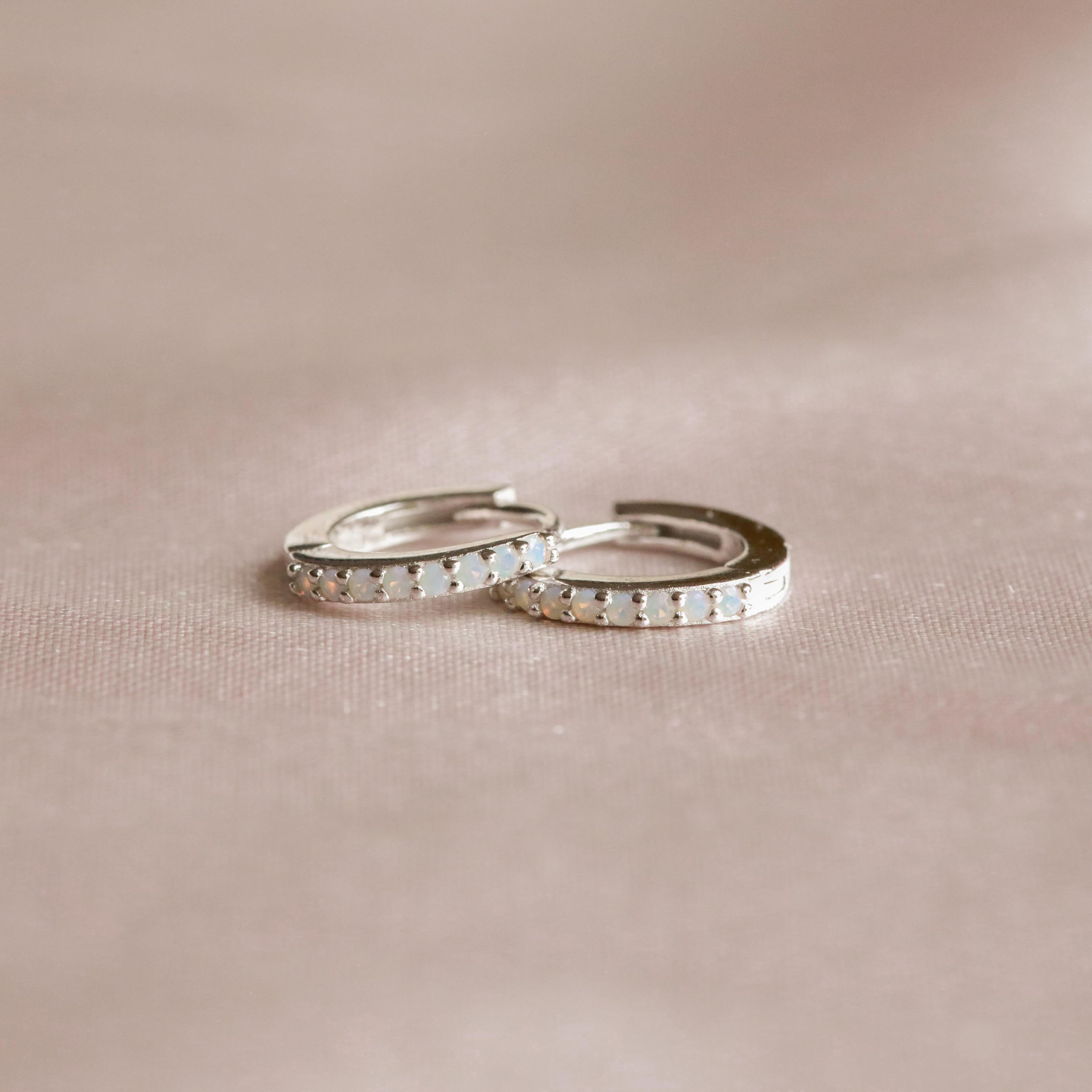 Birthstone Earrings - June Birthstone Huggies in Silver with Moonstone CZ - Huggies - Astrid & Miyu