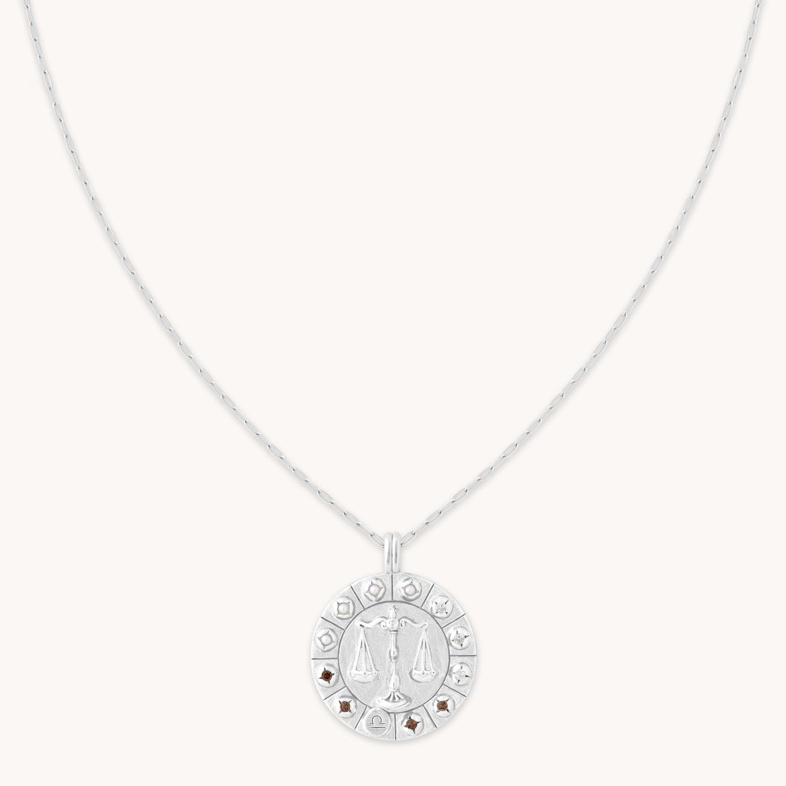 Libra Bold Zodiac Pendant Necklace in Silver