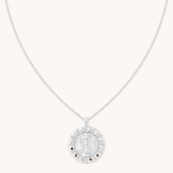 Libra Bold Zodiac Pendant Necklace in Silver