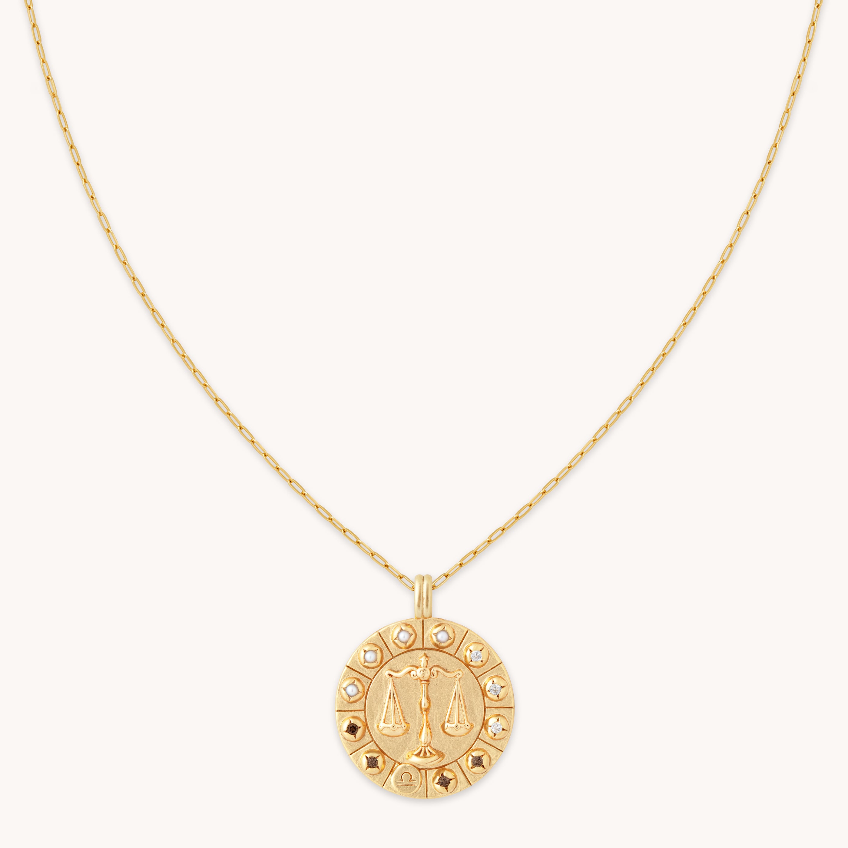 Jewellery Gold Libra Coin Necklace 14K Solid Gold Libra Necklace