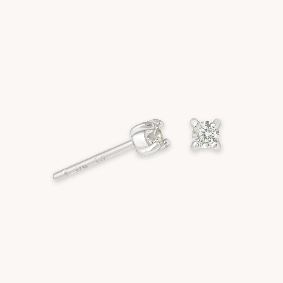 March Birthstone Stud Earrings in Silver with Aquamarine CZ