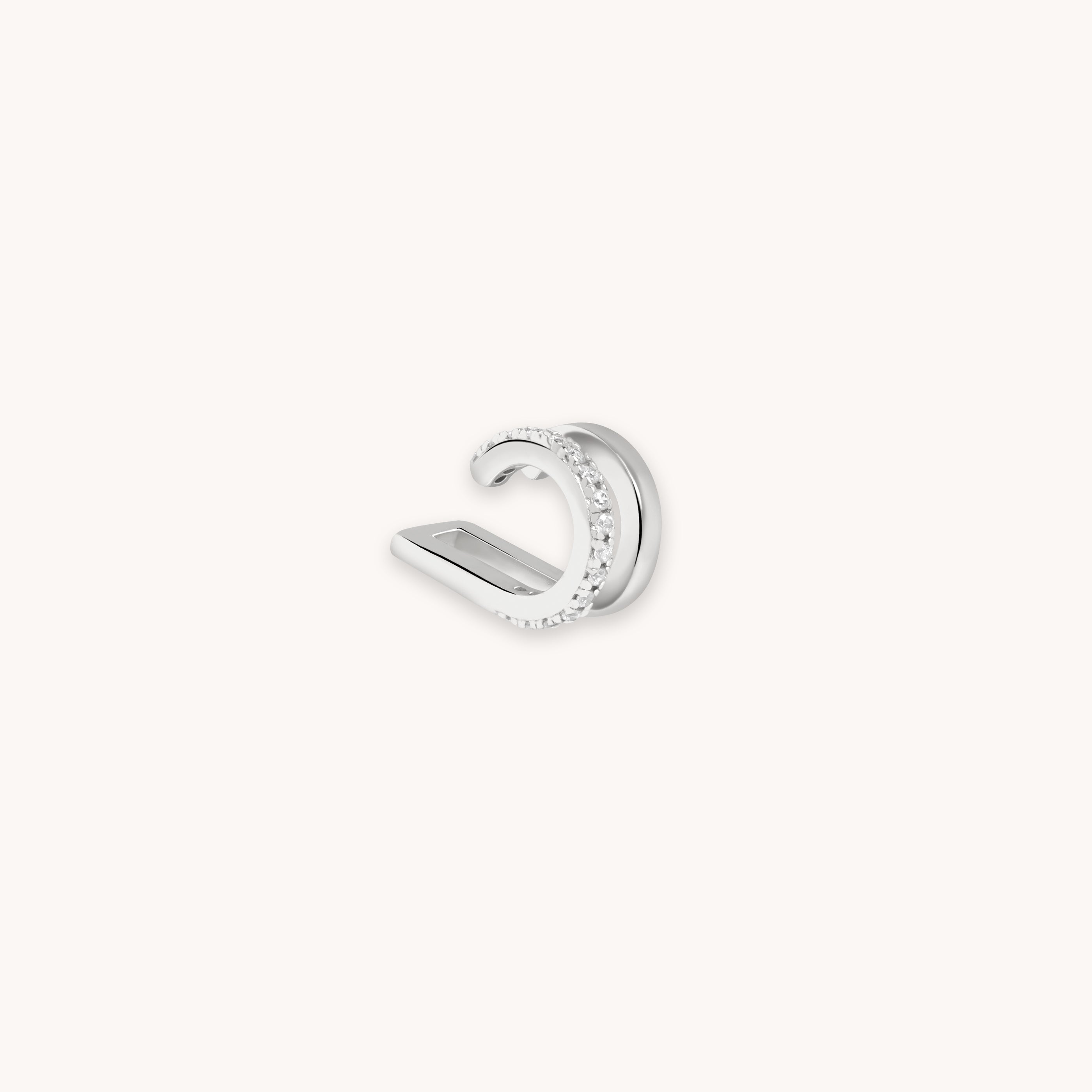 Mini Illusion Crystal Ear Cuff in Silver