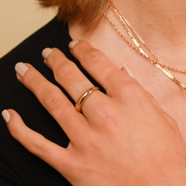 18k Gold Plated Jewellery - Essential Dome Ring in Gold - Band Ring - Astrid & Miyu