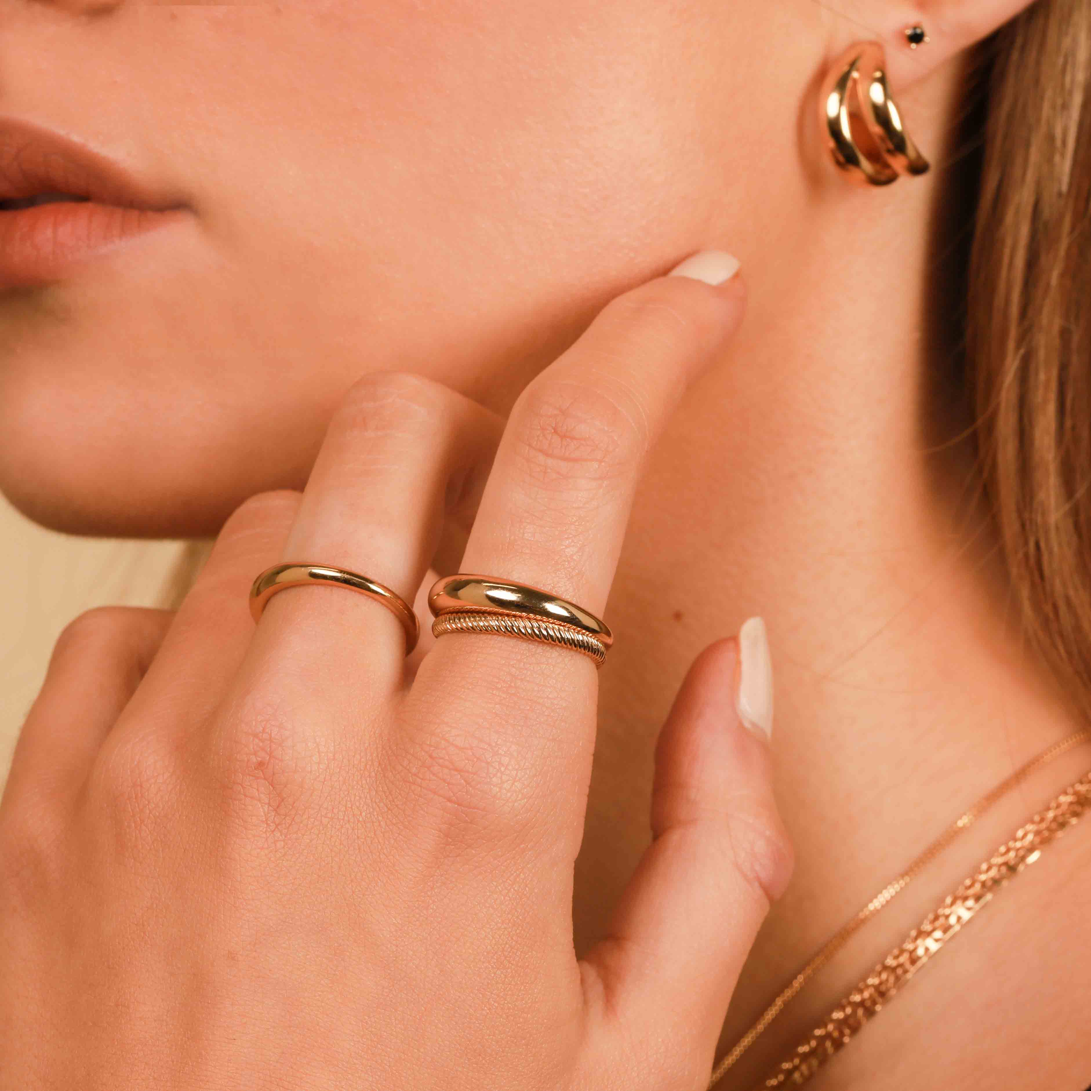 18k Gold Plated Jewellery - Essential Dome Ring in Gold - Band Ring - Astrid & Miyu