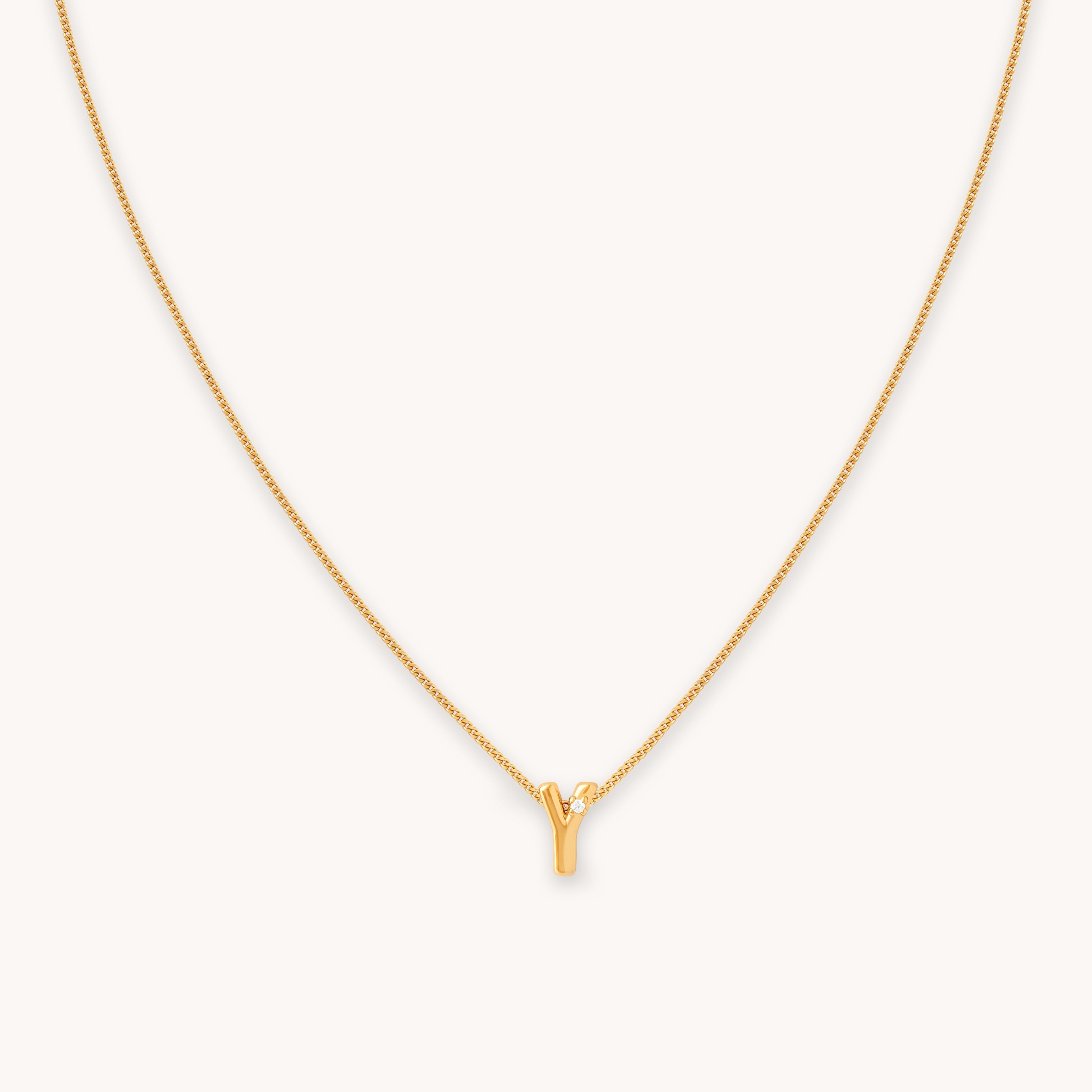 Y Gold Initial Pendant Necklace | Astrid & Miyu Necklaces