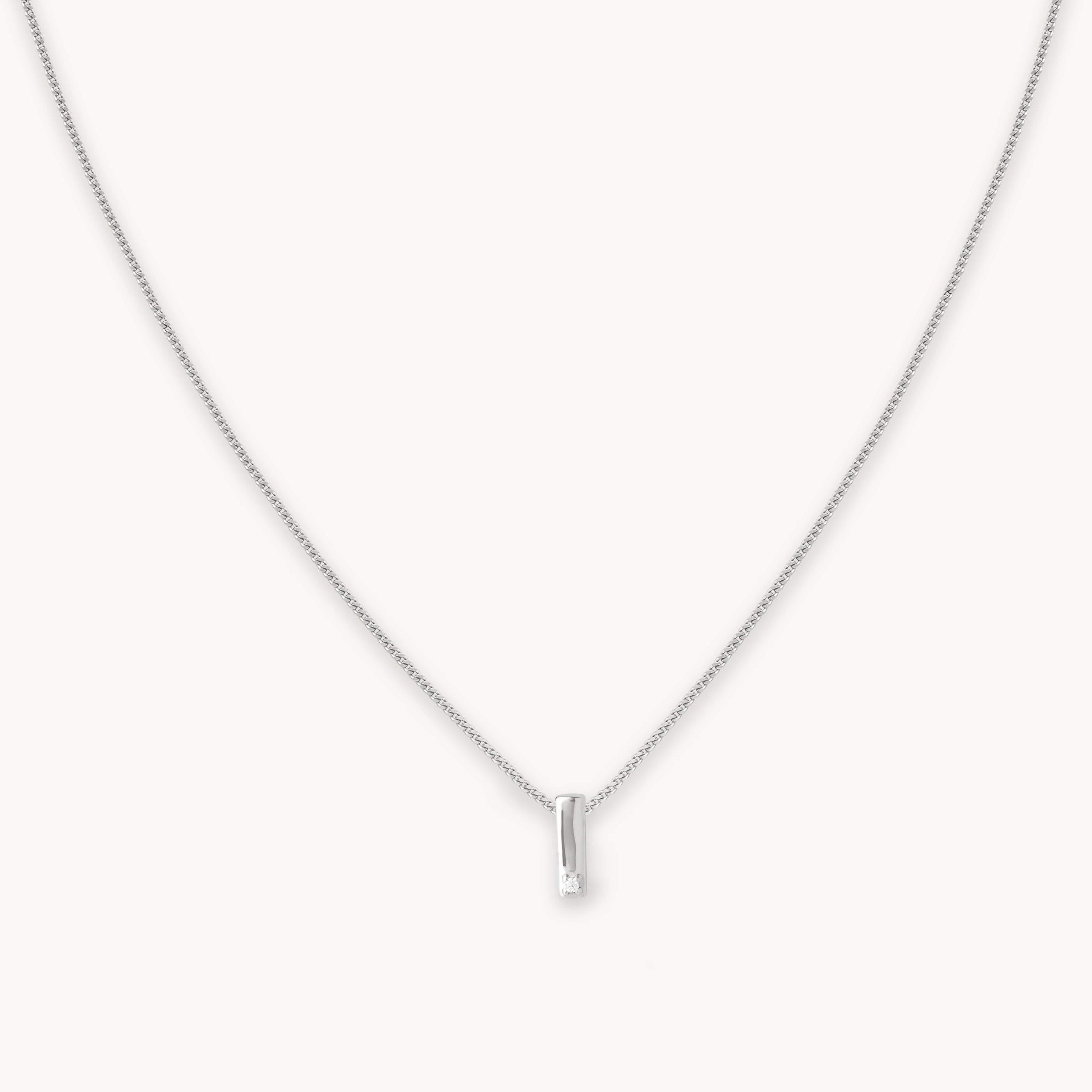 I Initial Pendant Necklace in Silver