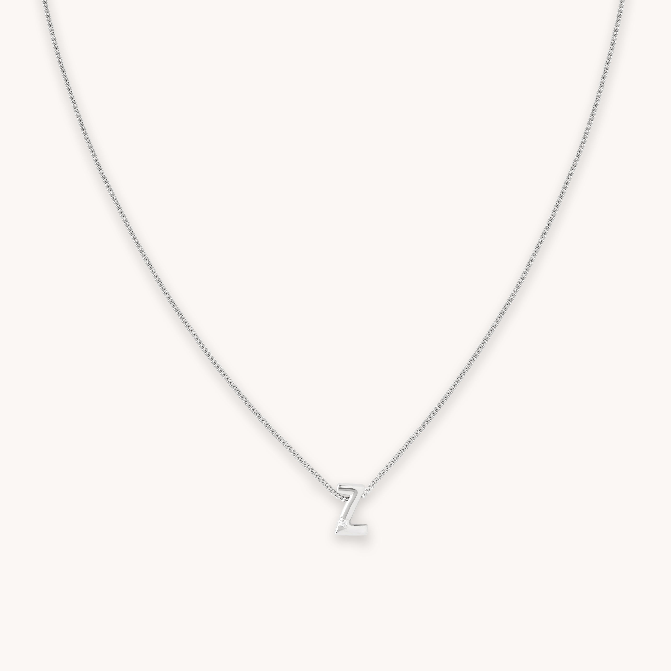 Z Initial Pendant Necklace in Silver