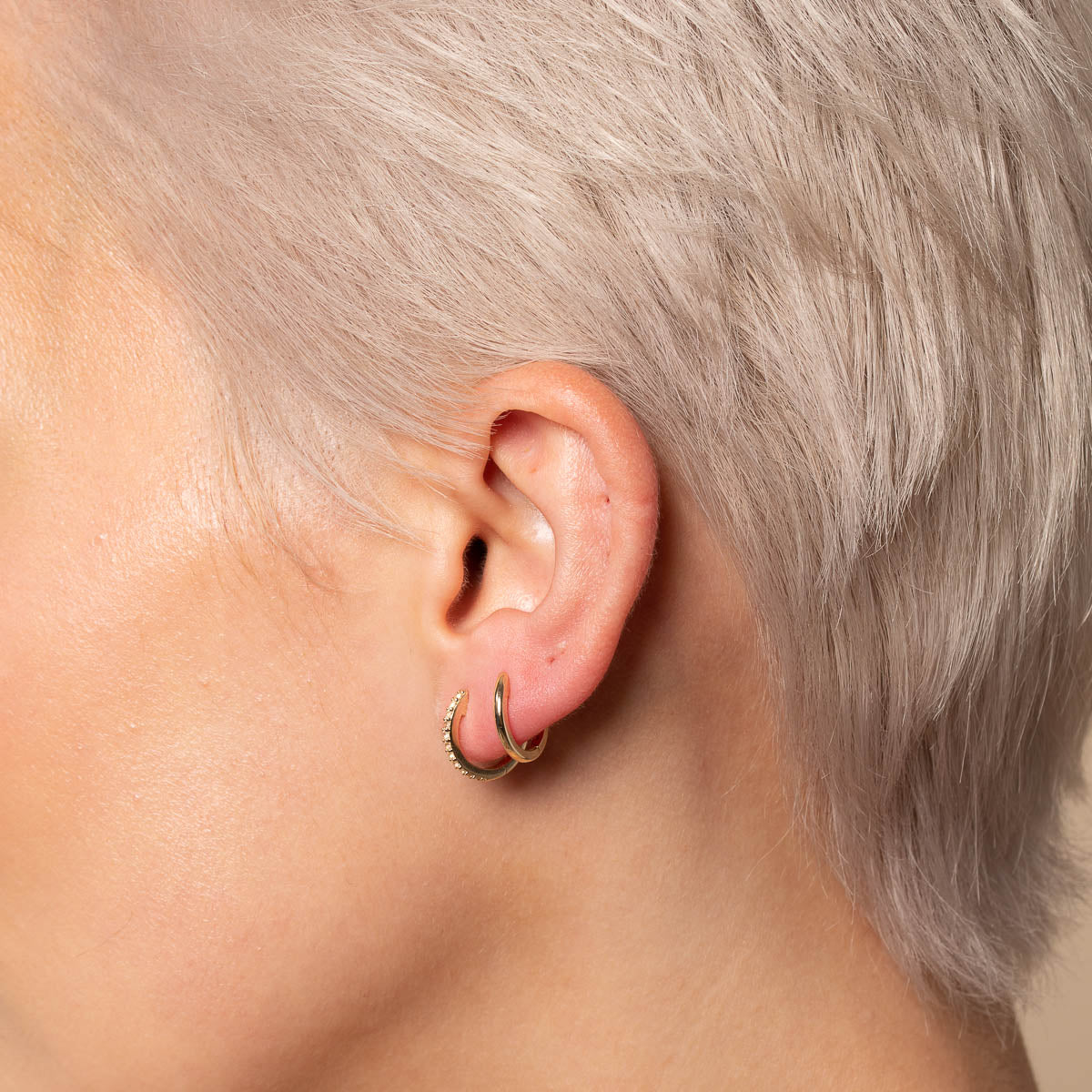 Earrings - Simple Piercing Hoop in Solid Gold - Piercing Hoop - Astrid & Miyu