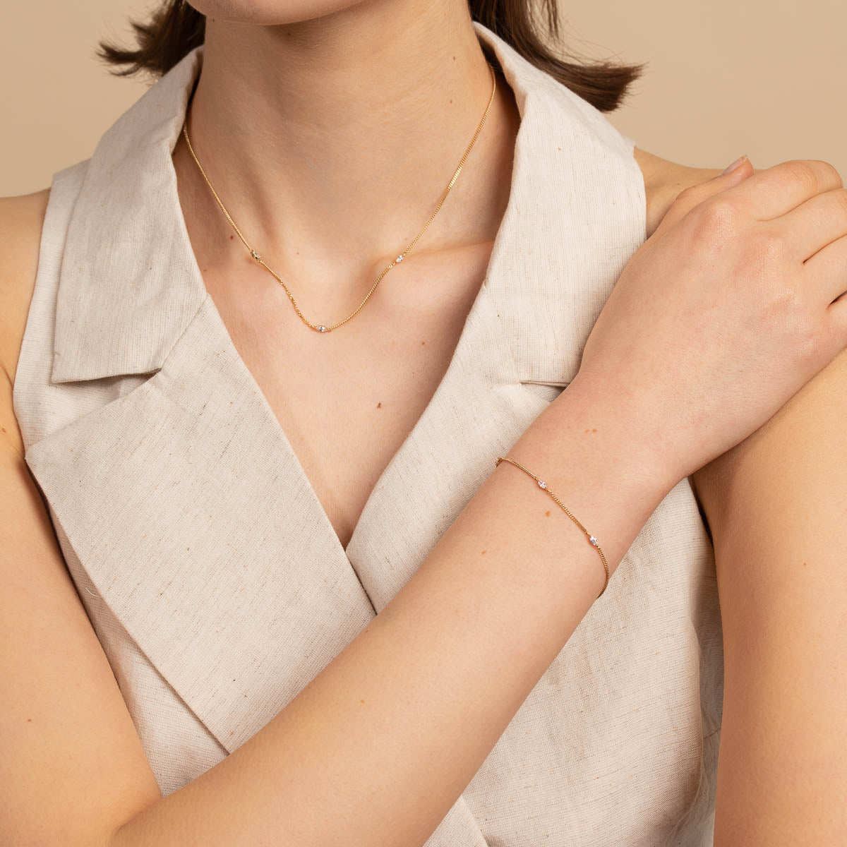 Bold Zodiacs & Zodiac Gift Sets - Navette Crystal Gift Set in Gold - Stacking Sets - Astrid & Miyu