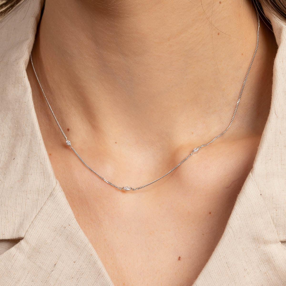 Bold Zodiacs & Zodiac Gift Sets - Navette Crystal Gift Set in Silver - Stacking Sets - Astrid & Miyu