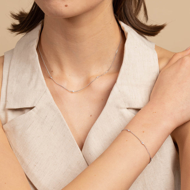 Bold Zodiacs & Zodiac Gift Sets - Navette Crystal Gift Set in Silver - Stacking Sets - Astrid & Miyu