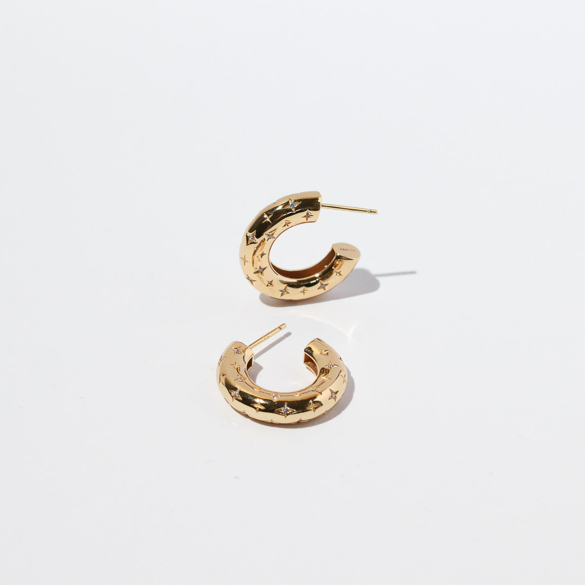 18k Gold Plated Jewellery - Cosmic Star Dome Hoops in Gold - Hoop Earrings - Astrid & Miyu