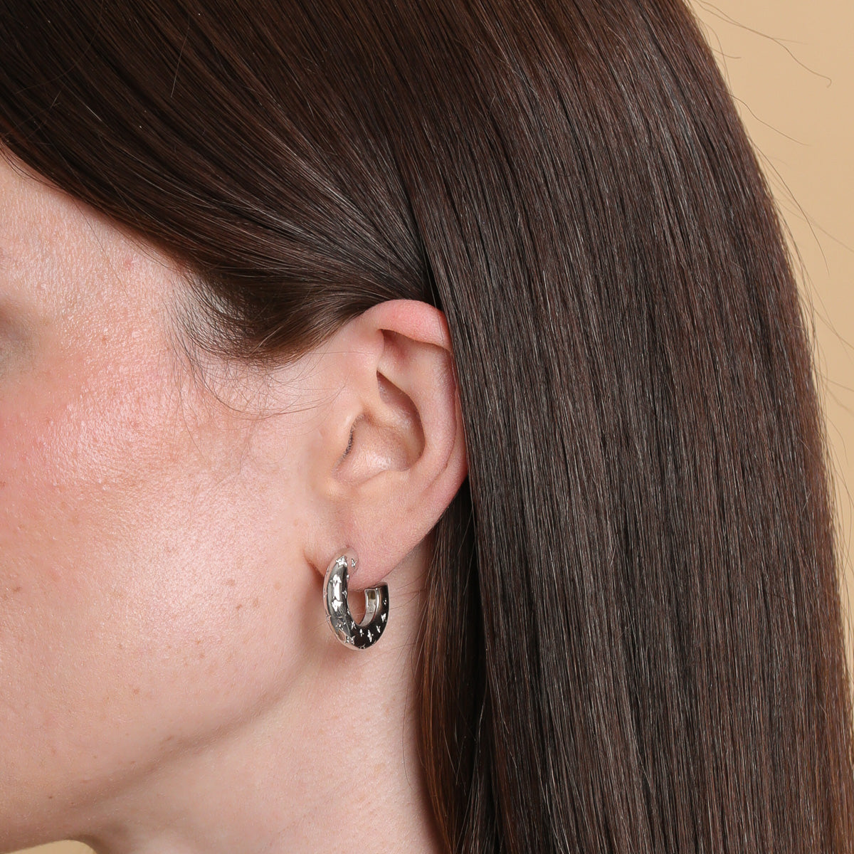 Core Collection SS23 - Cosmic Star Dome Hoops in Silver - - Astrid & Miyu