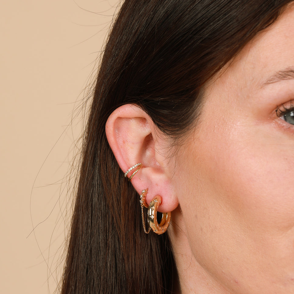 18k Gold Plated Jewellery - Cosmic Star Dome Hoops in Gold - Hoop Earrings - Astrid & Miyu
