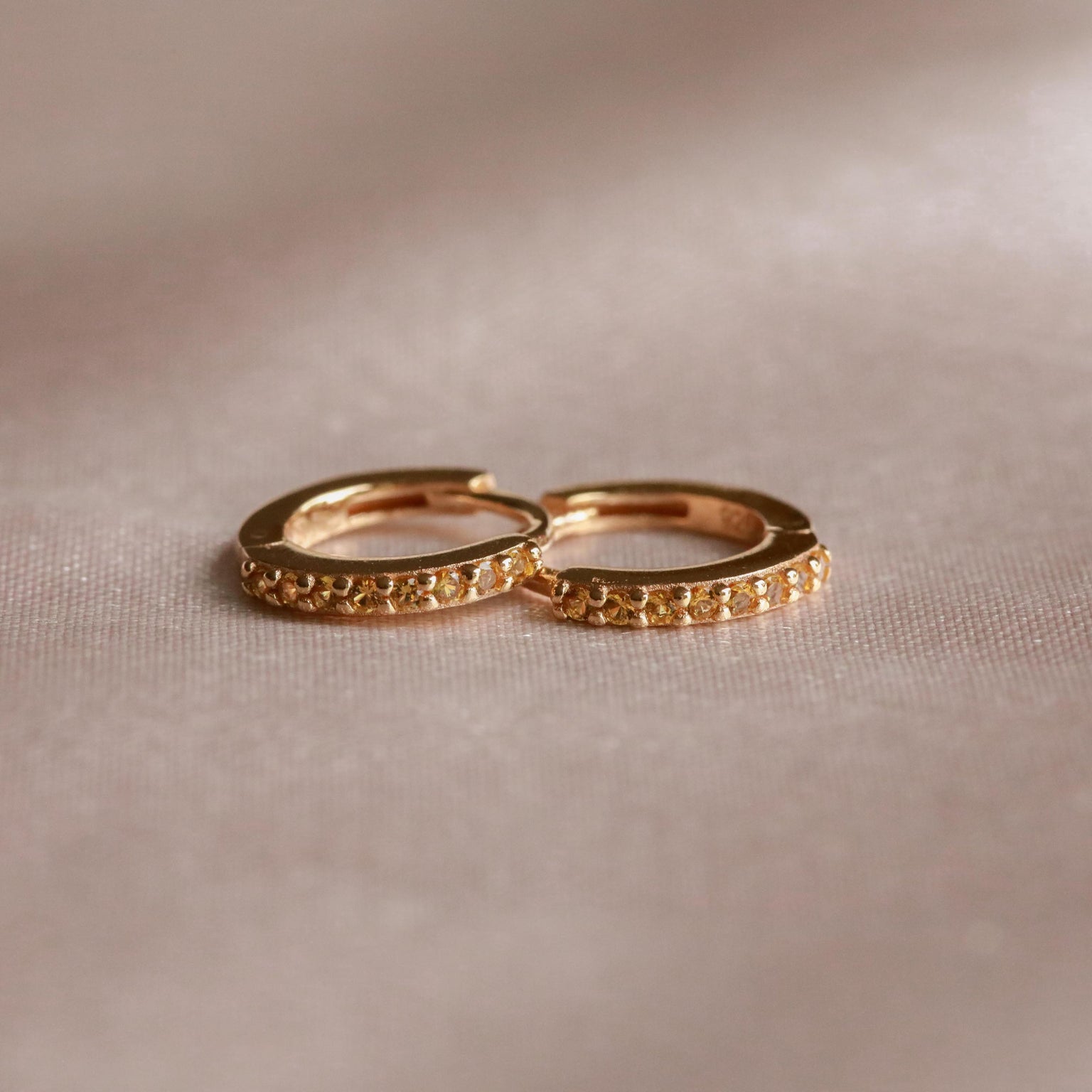 18k Gold Plated Jewellery - November Birthstone Huggies in Gold with Citrine CZ - Huggies - Astrid & Miyu