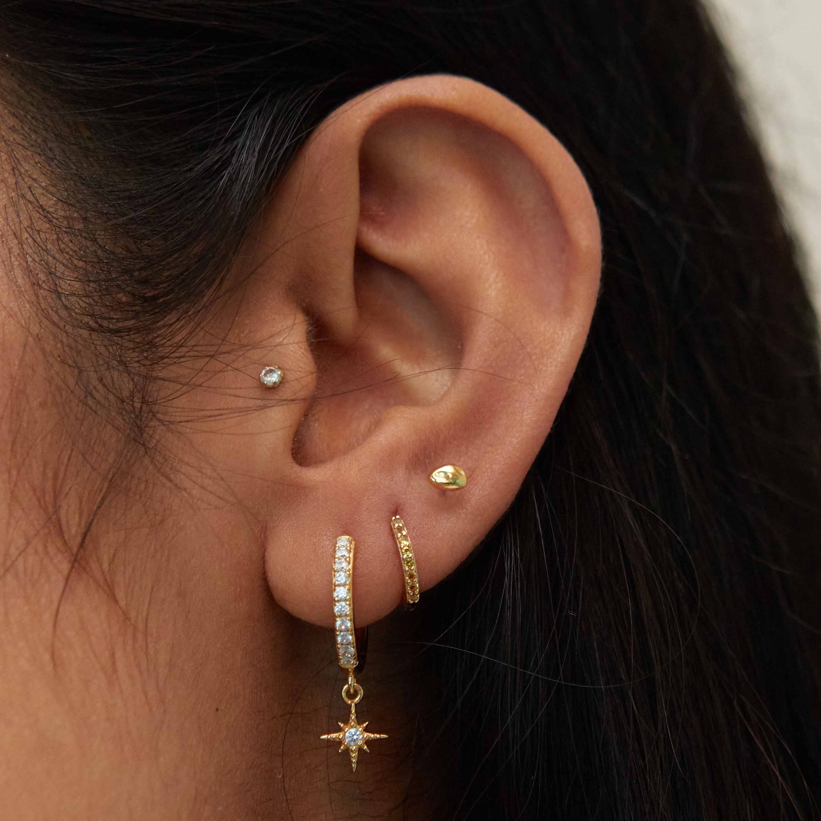 18k Gold Plated Jewellery - November Birthstone Huggies in Gold with Citrine CZ - Huggies - Astrid & Miyu