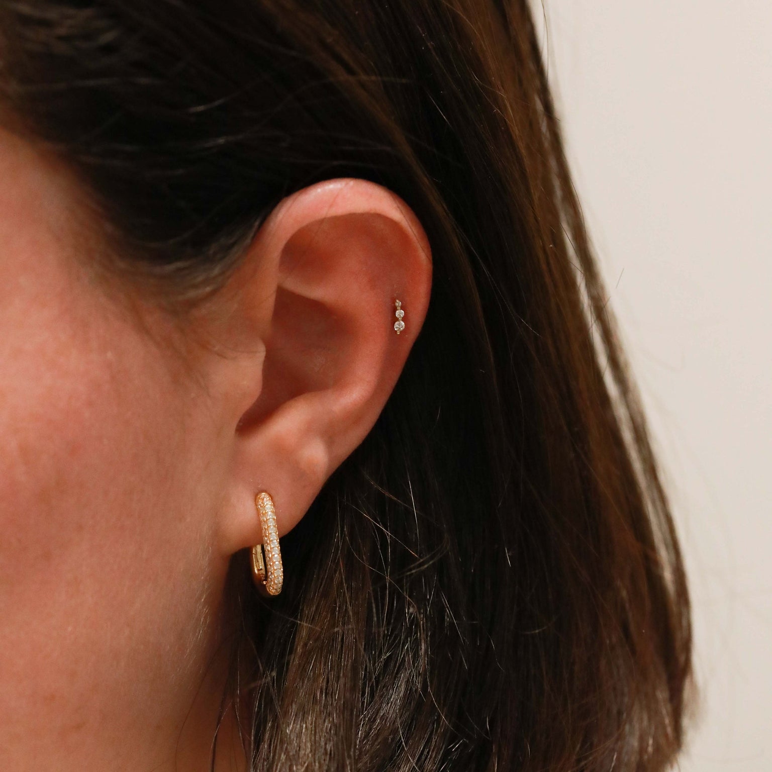18k Gold Plated Jewellery - Glimmer Crystal Barbell in Gold - Barbell Earring - Astrid & Miyu