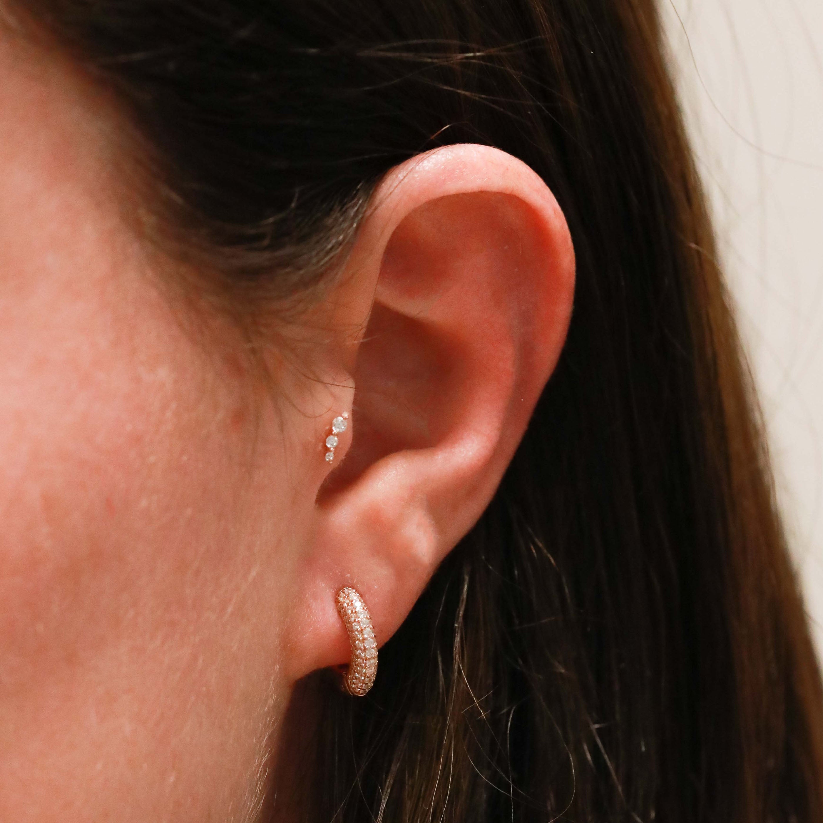 18k Rose Gold Plated Jewellery - Glimmer Crystal Barbell in Rose Gold - Barbell Earring - Astrid & Miyu