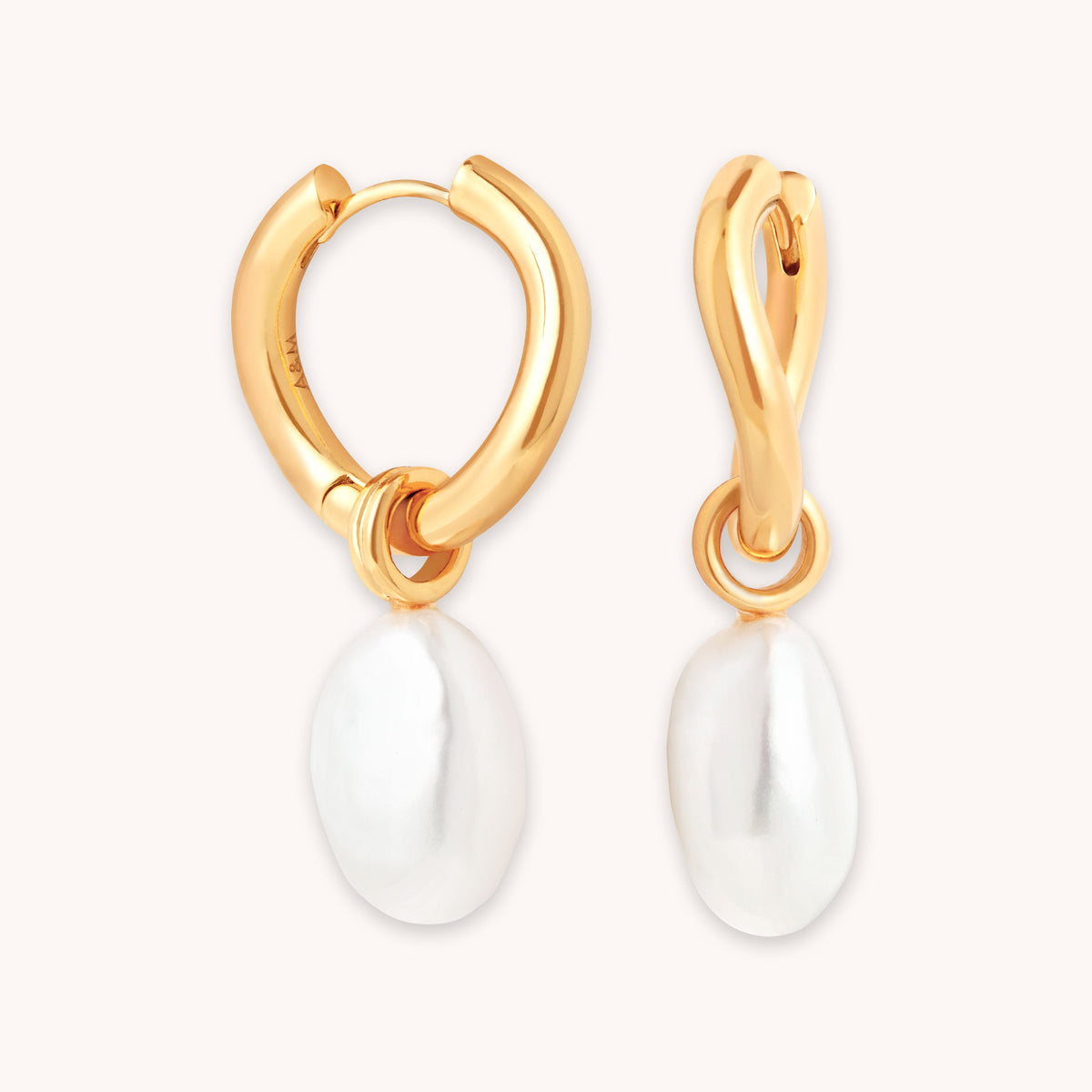 AM22-ENER-HOOP-P-G 1489 × 1489px Pearl Charm Hoops in Gold