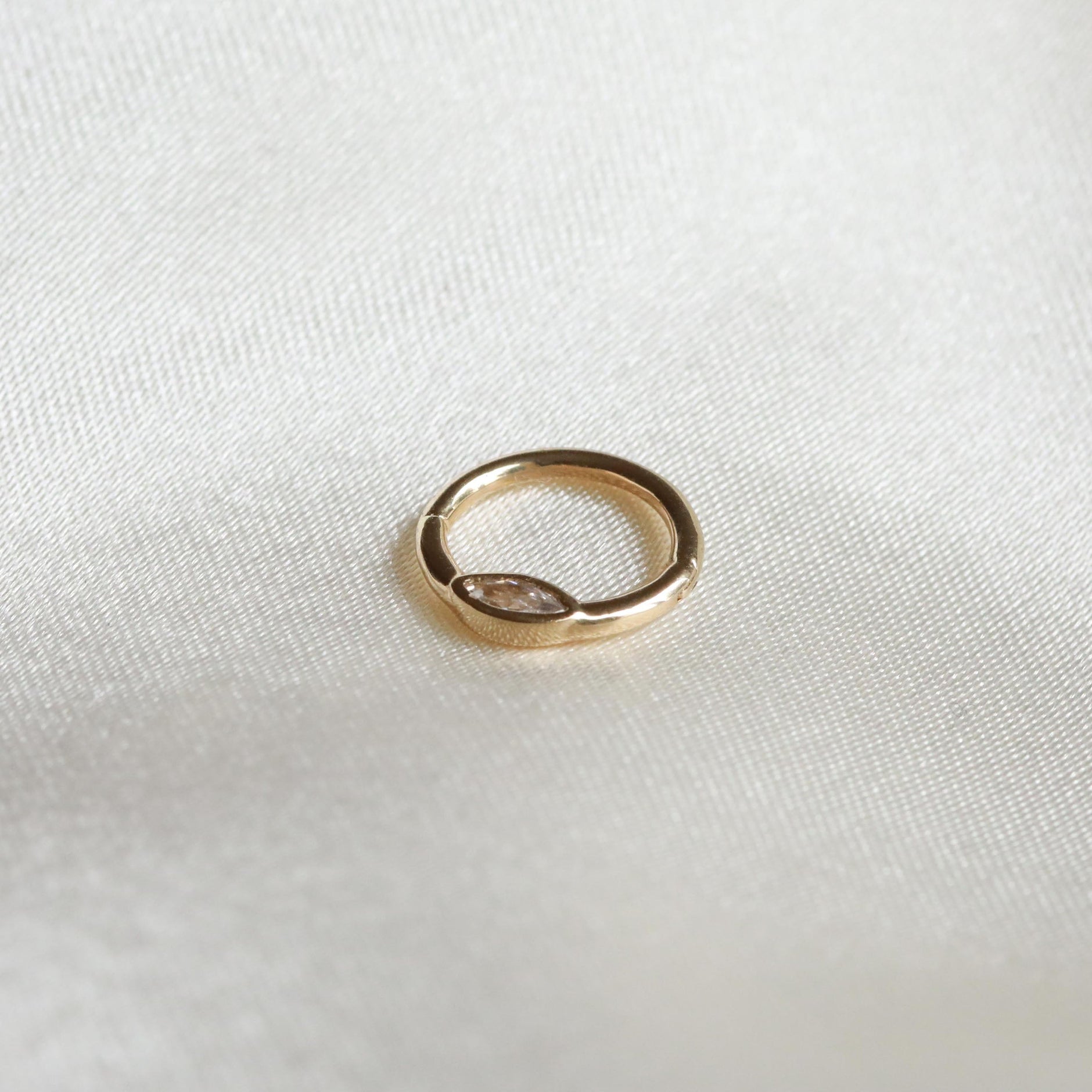 Daith Piercing Jewellery - Solid Gold Marquise Daith Hoop - Daith Piercing Hoop - Astrid & Miyu