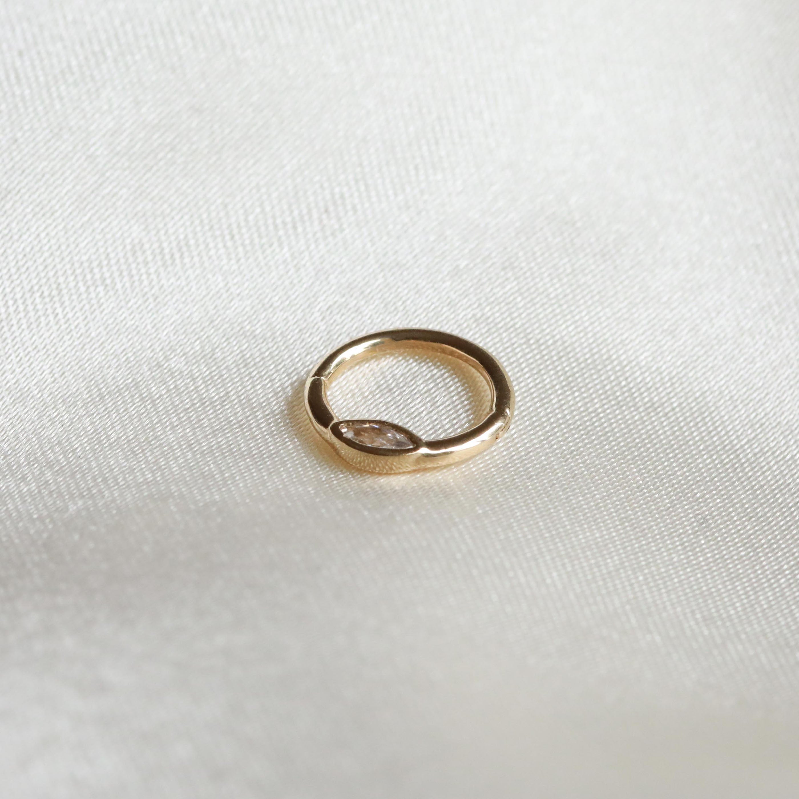 Daith Piercing Jewellery - Solid Gold Marquise Daith Hoop - Daith Piercing Hoop - Astrid & Miyu