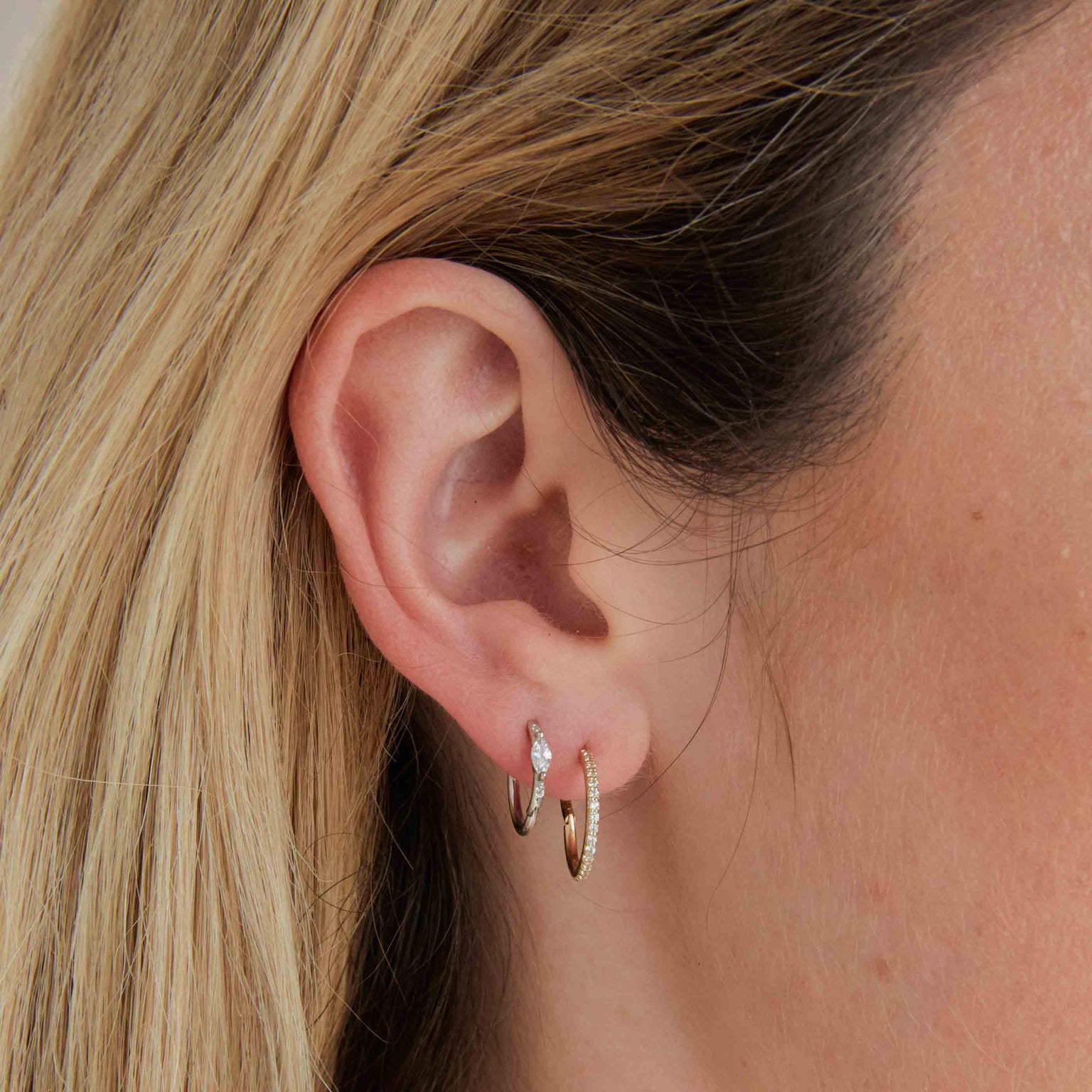 Daith Piercing Jewellery - Solid White Gold Marquise Piercing Hoop - Piercing Hoop - Astrid & Miyu