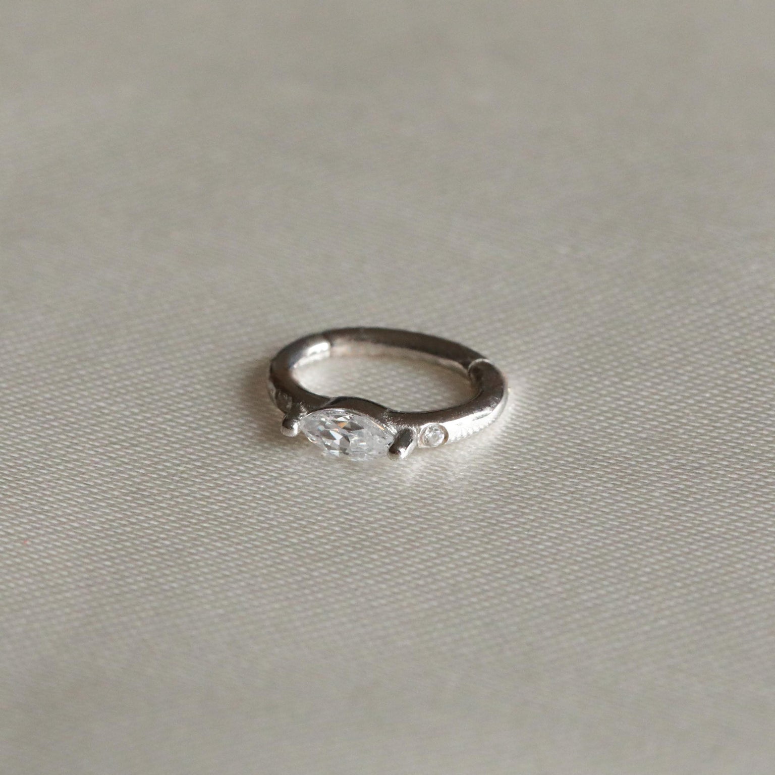 Earrings - Solid White Gold Marquise Rook Hoop - Rook Piercing Hoop - Astrid & Miyu