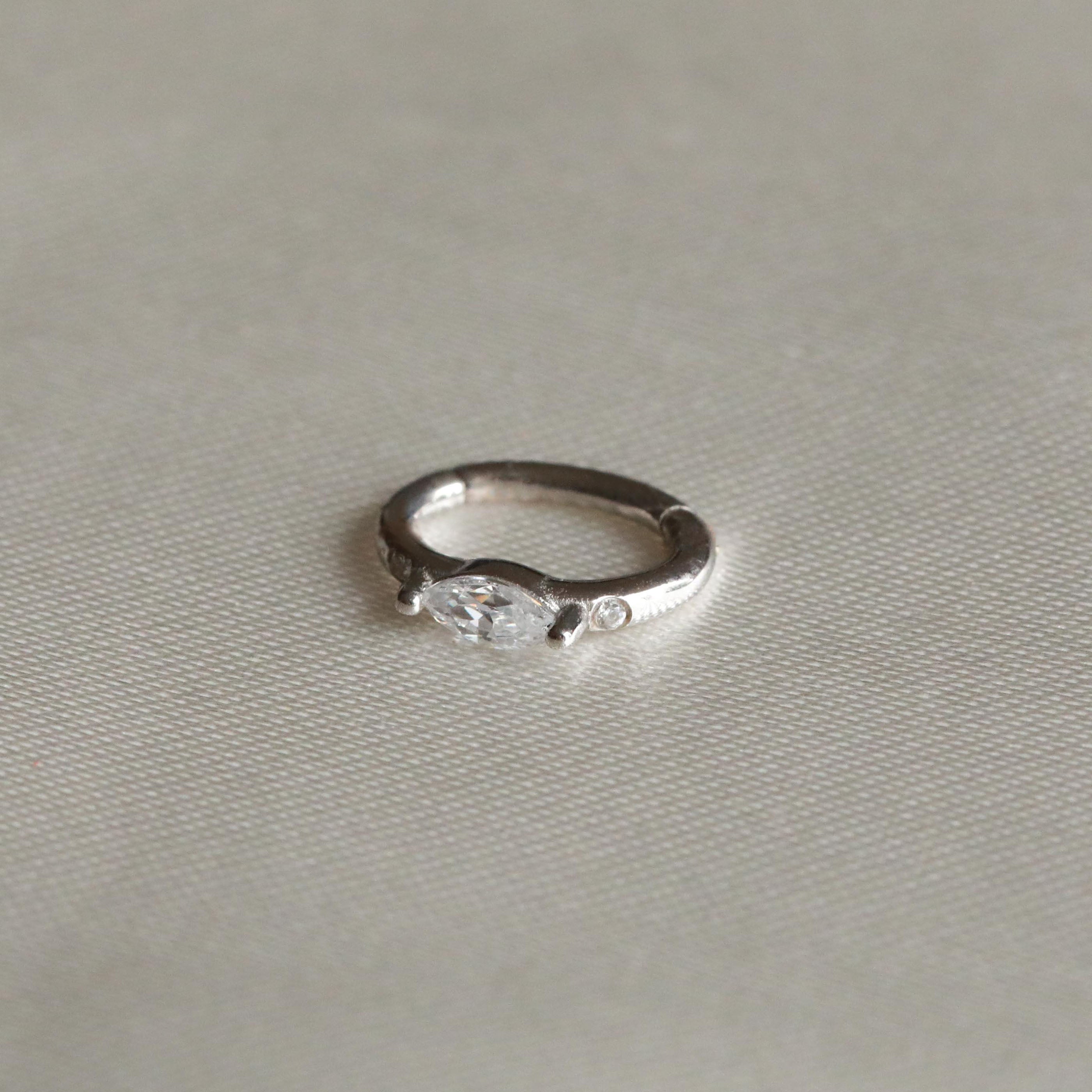 Earrings - Solid White Gold Marquise Rook Hoop - Rook Piercing Hoop - Astrid & Miyu