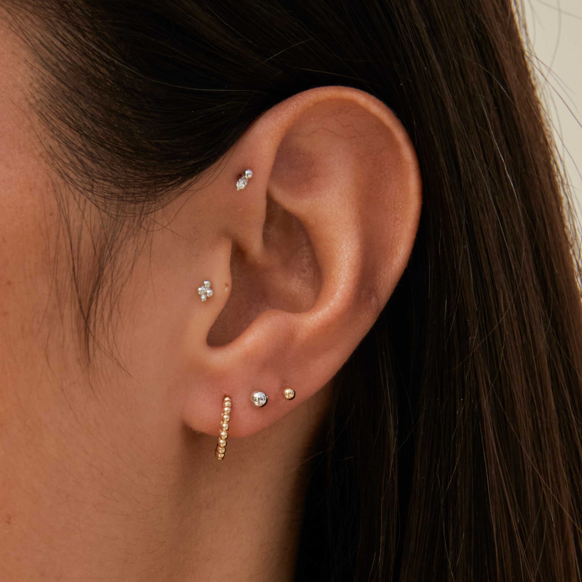 Conch Piercing Jewellery - Solid Gold Small Ball Piercing Stud - Piercing Stud - Astrid & Miyu