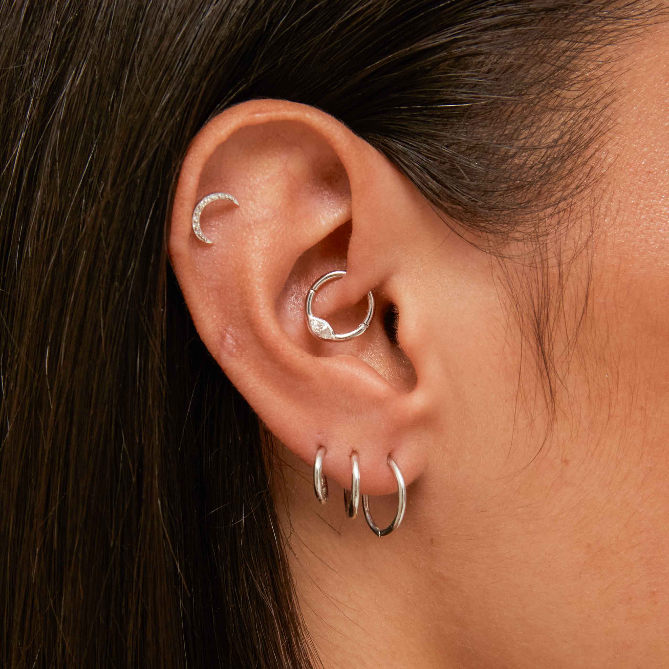 Daith Piercing Jewellery - Solid White Gold Simple Piercing Hoop - Piercing Hoop - Astrid & Miyu
