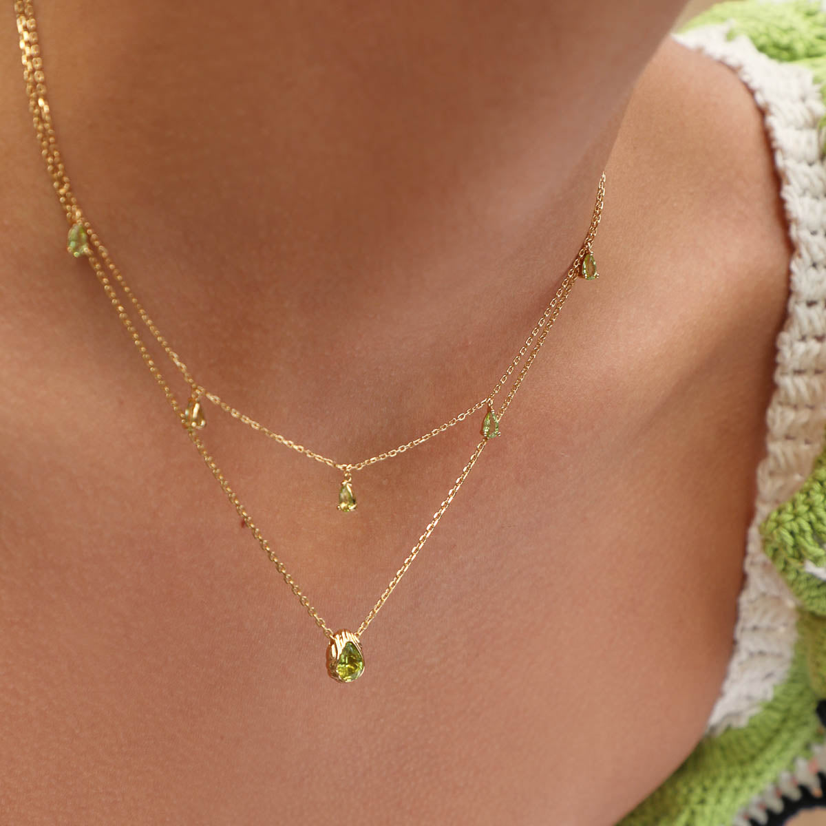 18k Gold Plated Jewellery - Olivine Charm Necklace in Gold - Pendant Necklace - Astrid & Miyu
