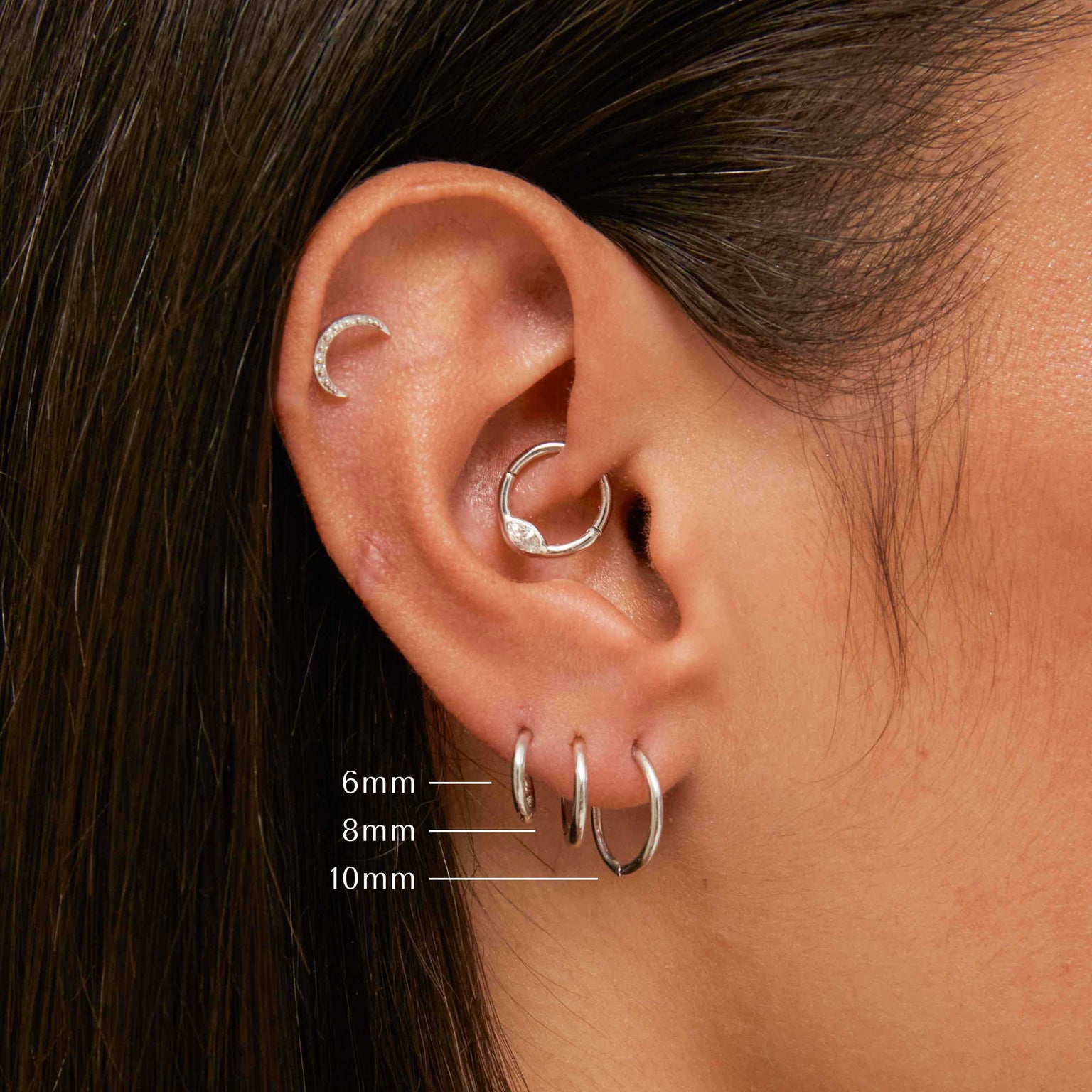 Daith Piercing Jewellery - Solid White Gold Simple Piercing Hoop - Piercing Hoop - Astrid & Miyu