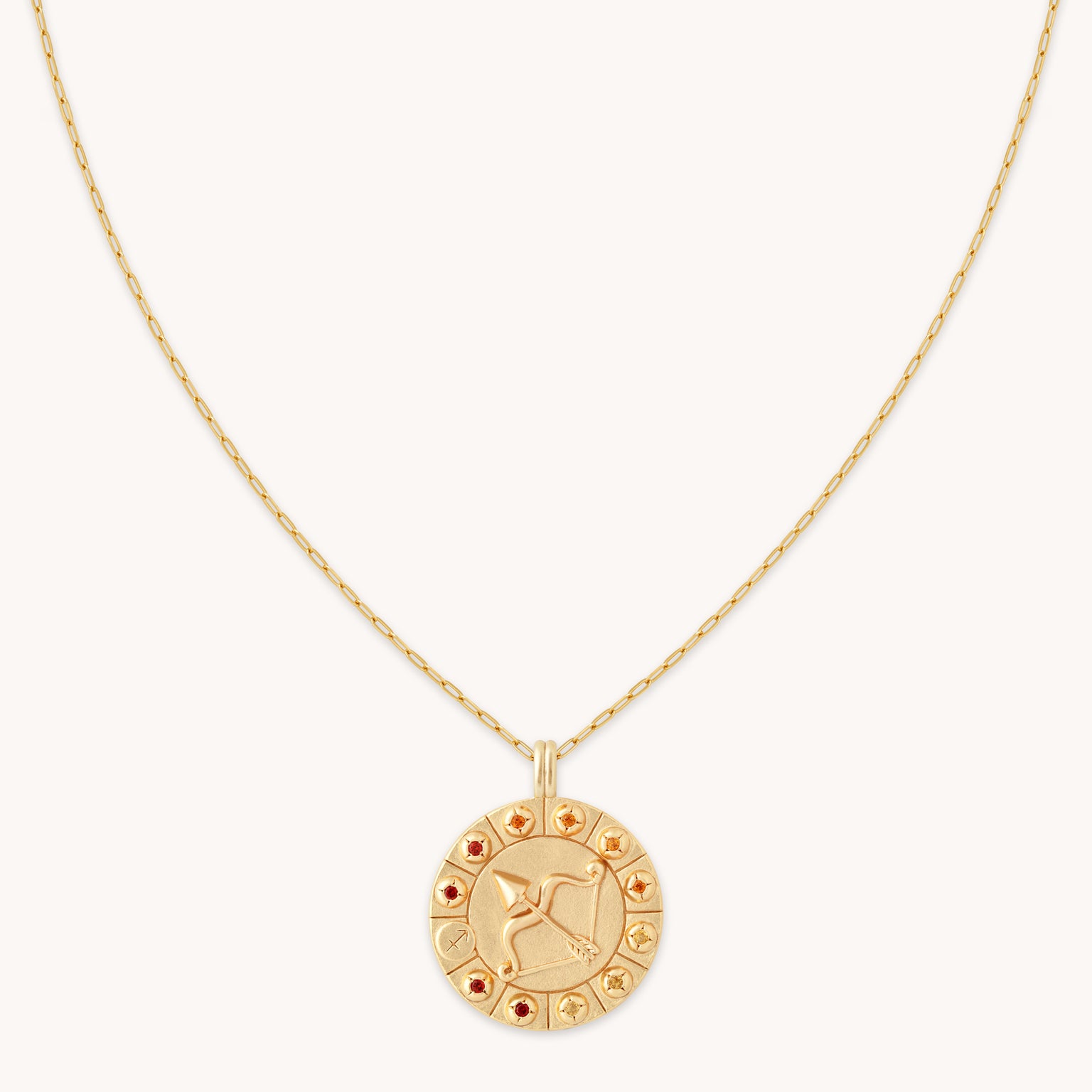 Sagittarius Bold Zodiac Pendant Necklace in Gold