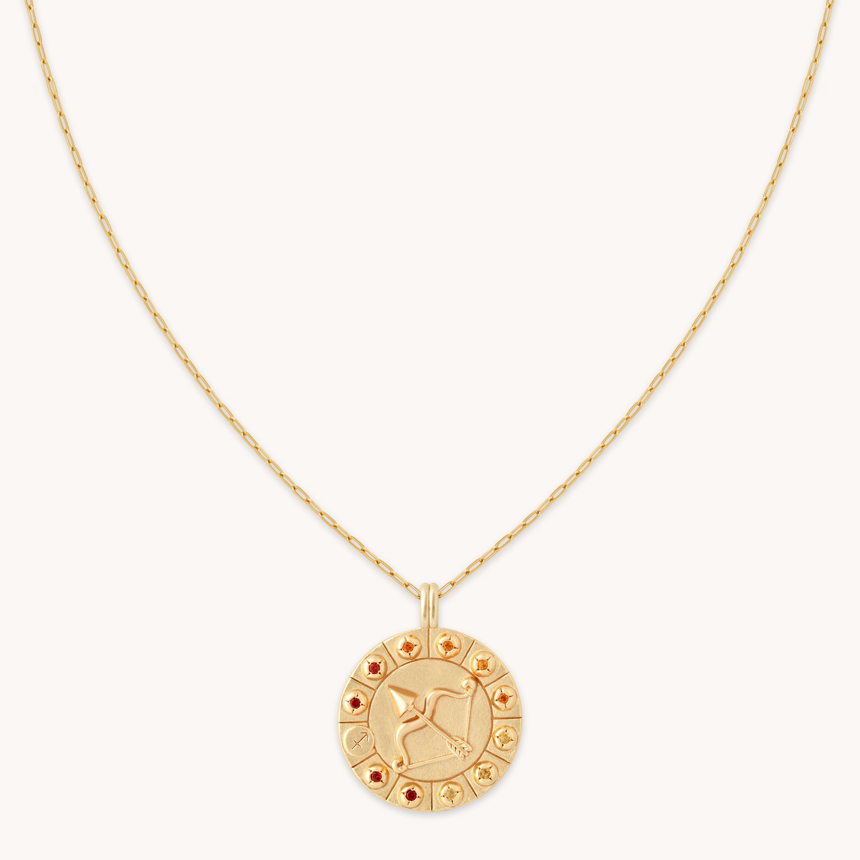 Sagittarius Bold Zodiac Pendant Necklace in Gold