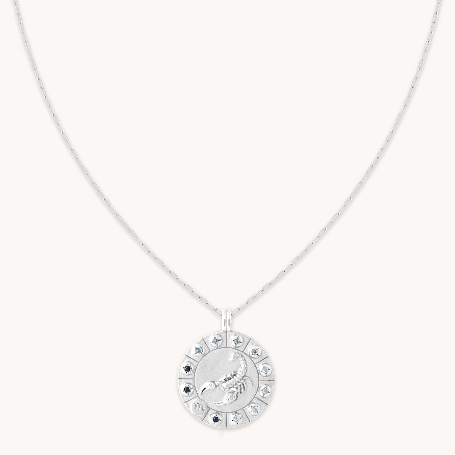 Scorpio Bold Zodiac Pendant Necklace in Silver