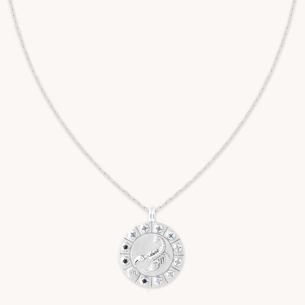 Scorpio Bold Zodiac Pendant Necklace in Silver