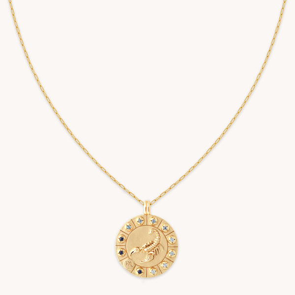 Scorpio Bold Zodiac Pendant Necklace in Gold