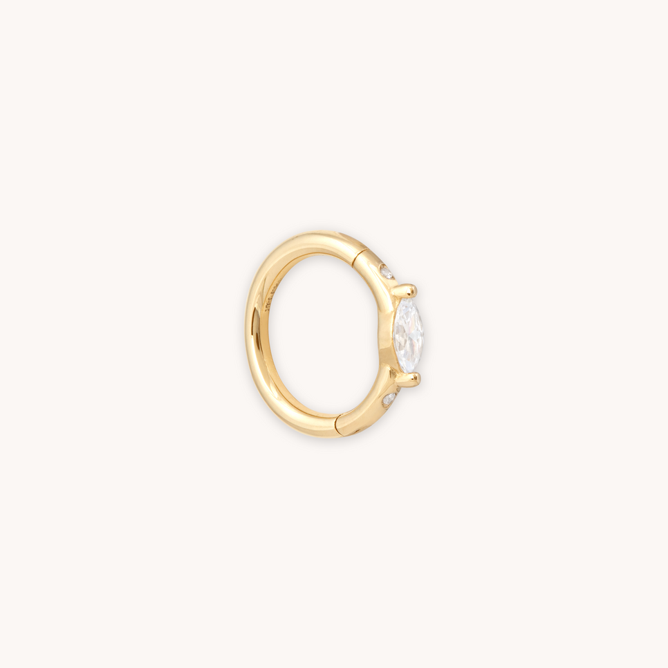 SOLID GOLD MARQUISE PIERCING HOOP CUT OUT